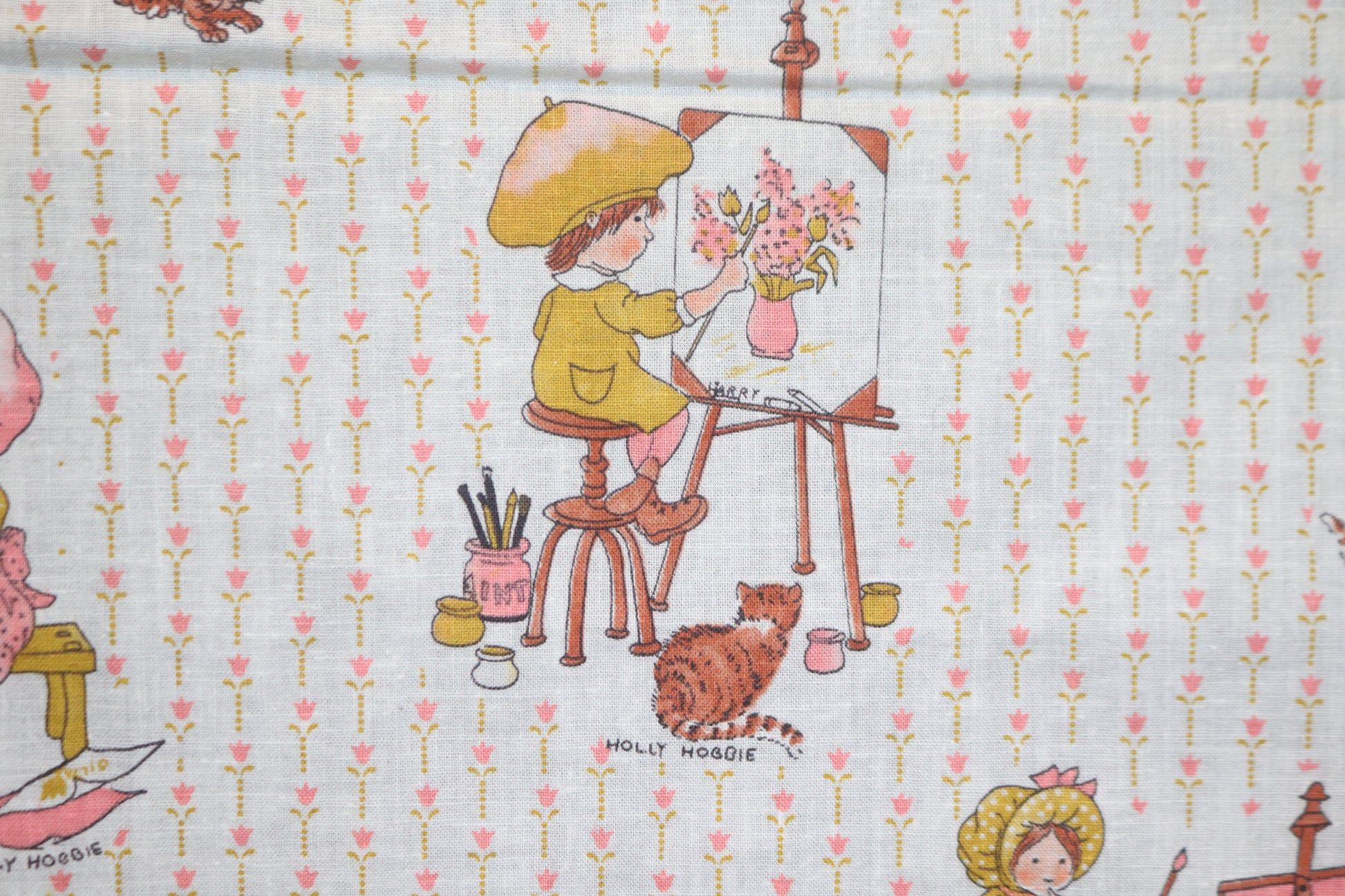 1946x1297 Yard VTG Rare Holly Hobbie American Greeting Fabric Piece 54 x 43