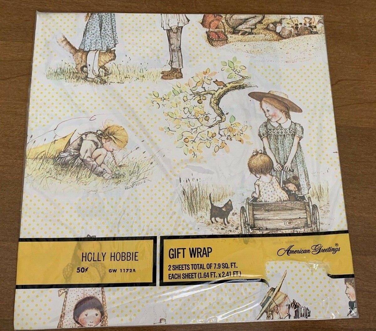 1200x1059 Vintage Holly Hobbie Gift Wrap American Greetings Original Packaging 7.9 Ft Cat