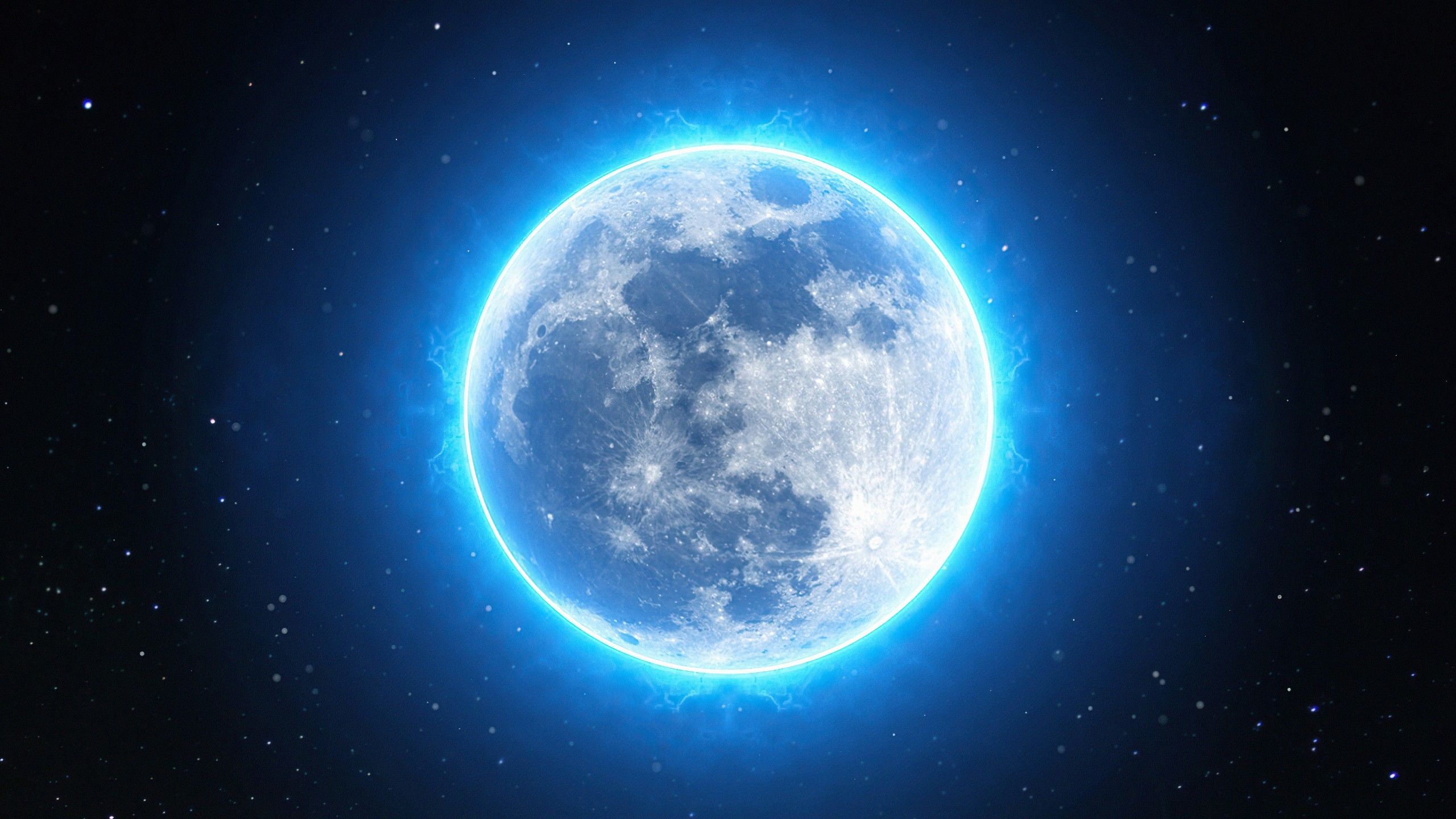 2560x1440 Starry Sky Full Bright Moon Galaxy 4K HD Galaxy Wallpaper