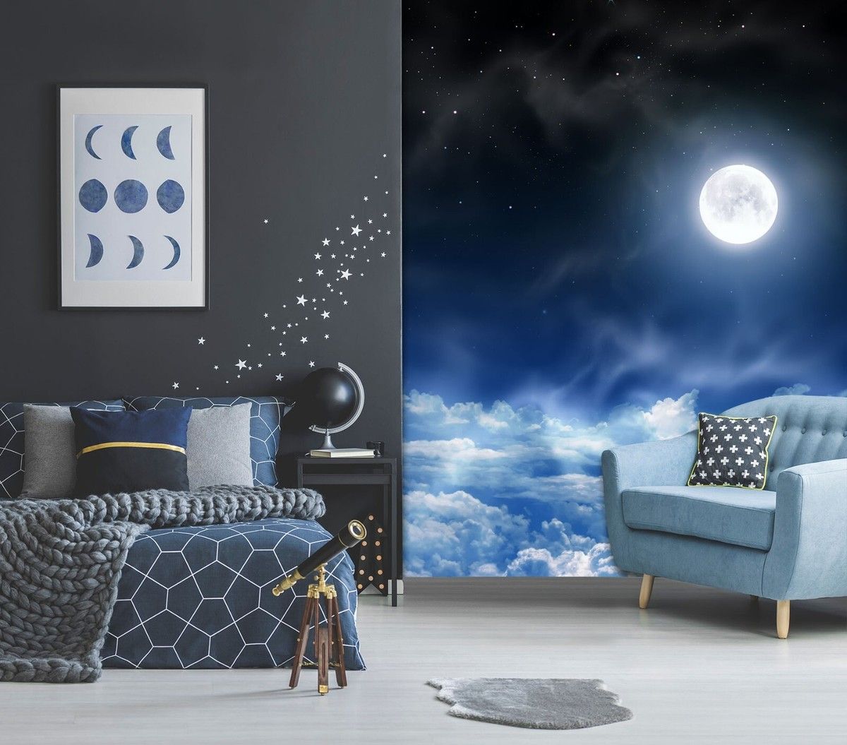 1200x1055 3D Bright Moon ZHUB989 Wallpaper Wall Mural Removable Self Adhesive Amy