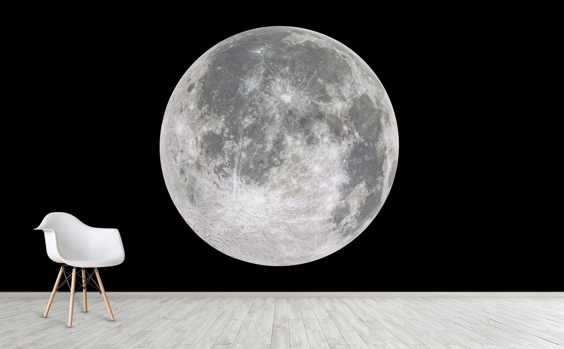 1800x1113 Bright full moon black background Wall Mural