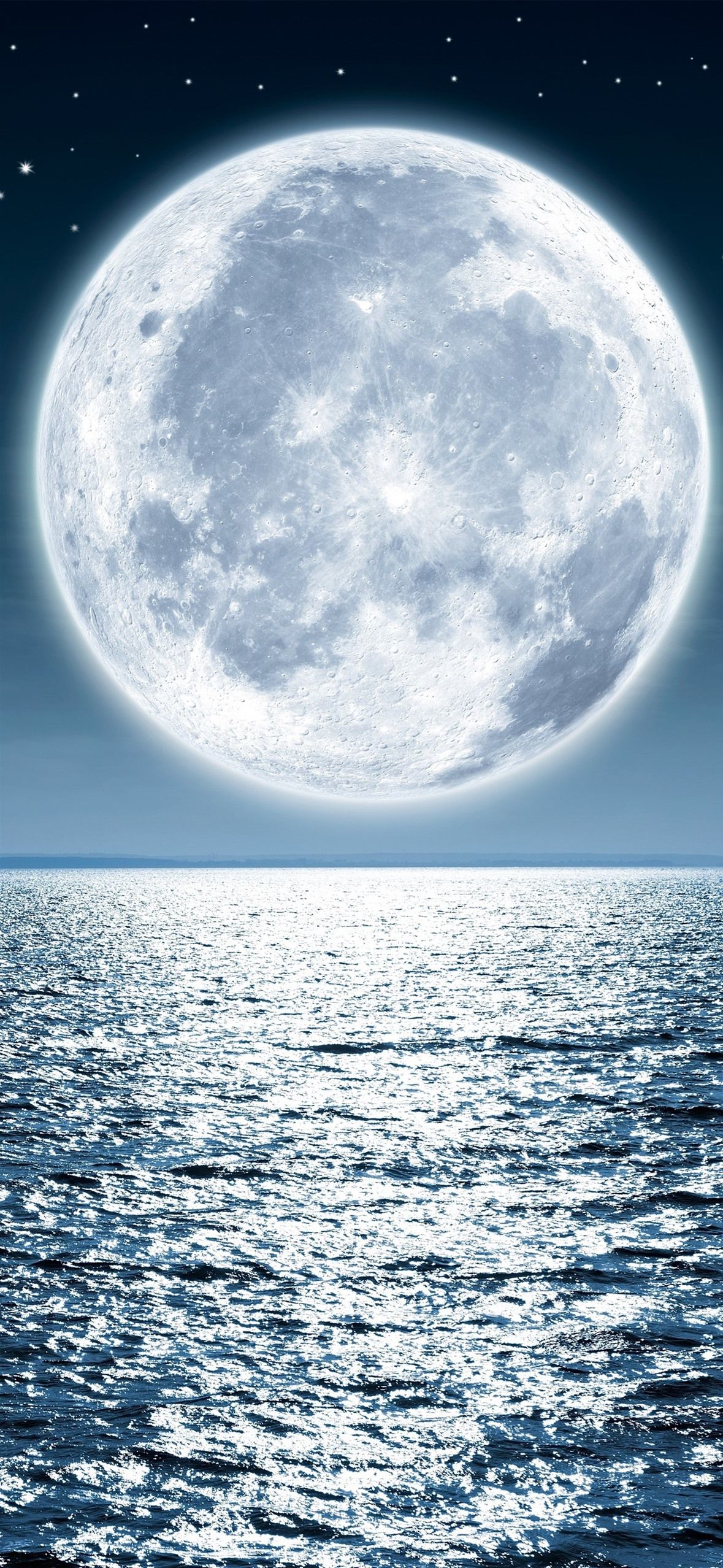 1179x2556 Moon, Sea, Bright 1206x2622 IPhone 16 17 Pro Wallpaper, Background, Picture, Image