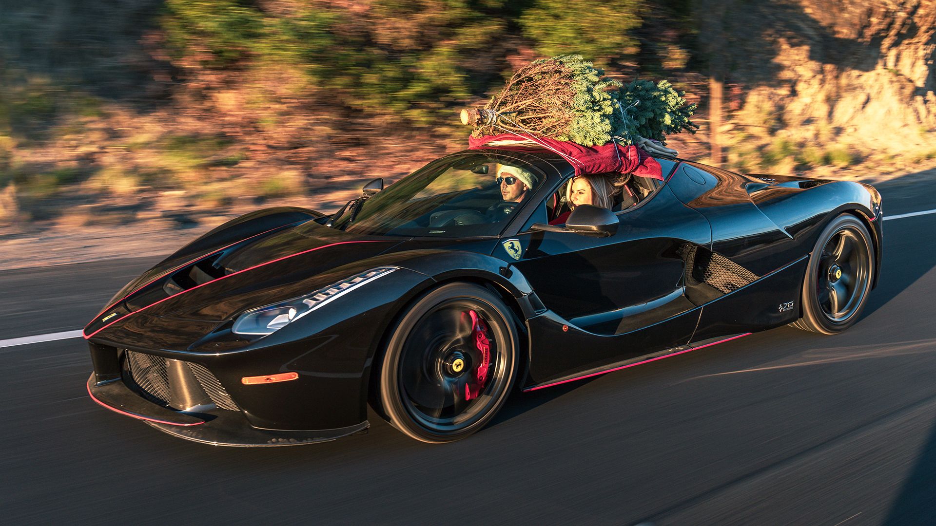 1920x1080 Season's Greetings From A 217 MPH Ferrari LaFerrari Aperta Hauling A Christmas Tree