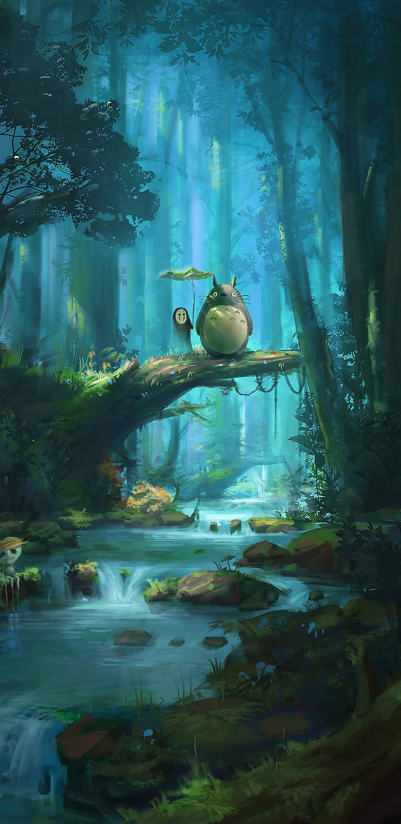 800x1644 Tottoro, anime, art, cartoon, forest, japan, HD phone wallpaper