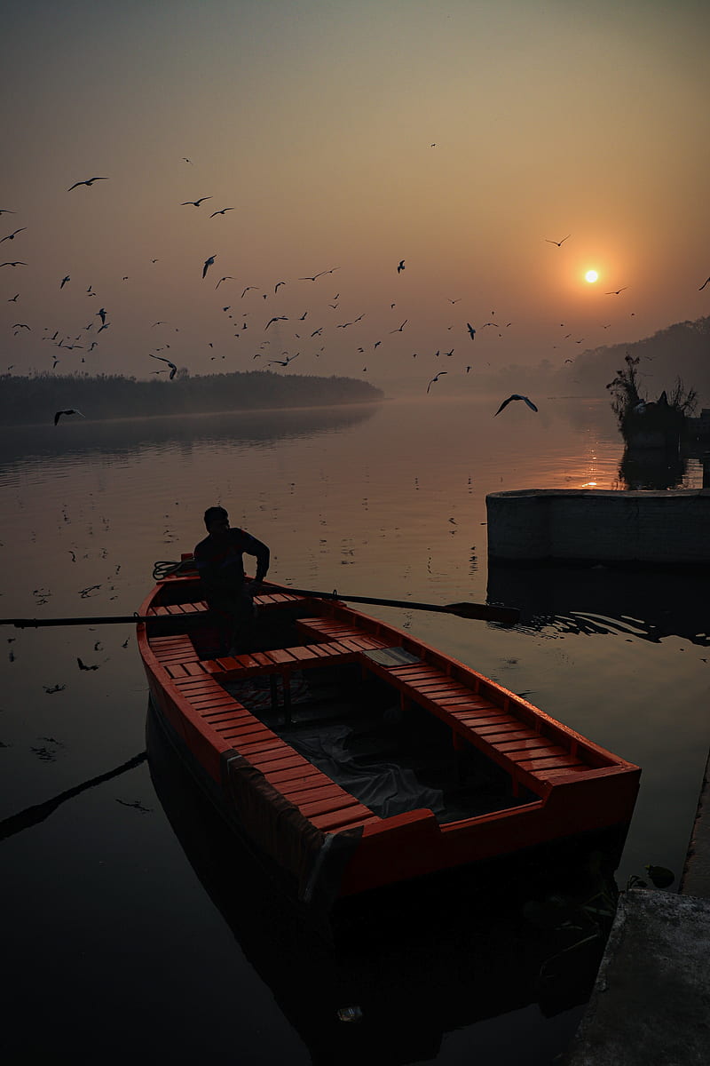 800x1200 Yamuna Ghat, boat, delhi, delhi morning, india, morning, serenity, tourism, yamunaji, HD phone wallpaper