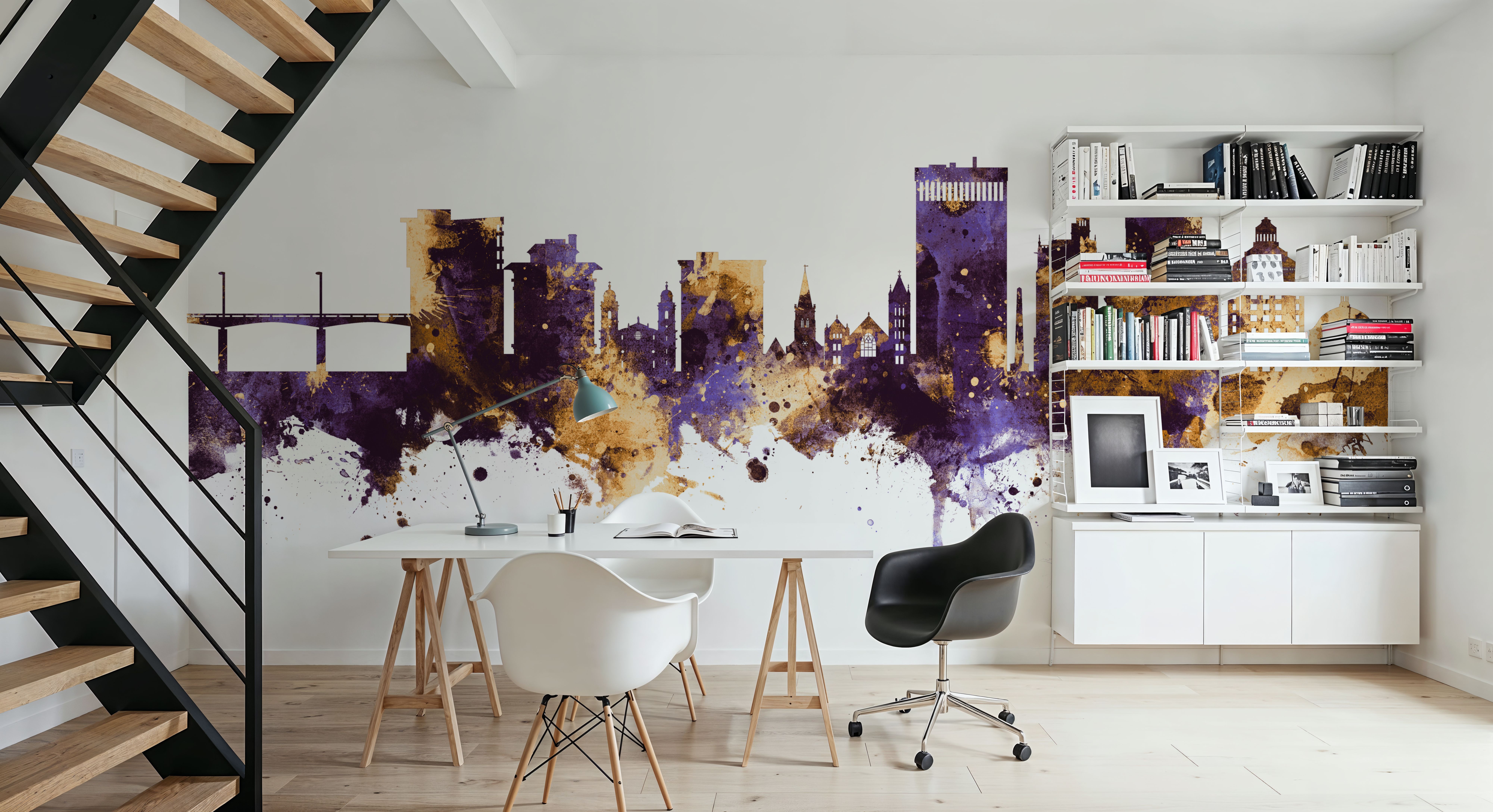 8000x4352 Asheville North Carolina Skyline Purple & Gold