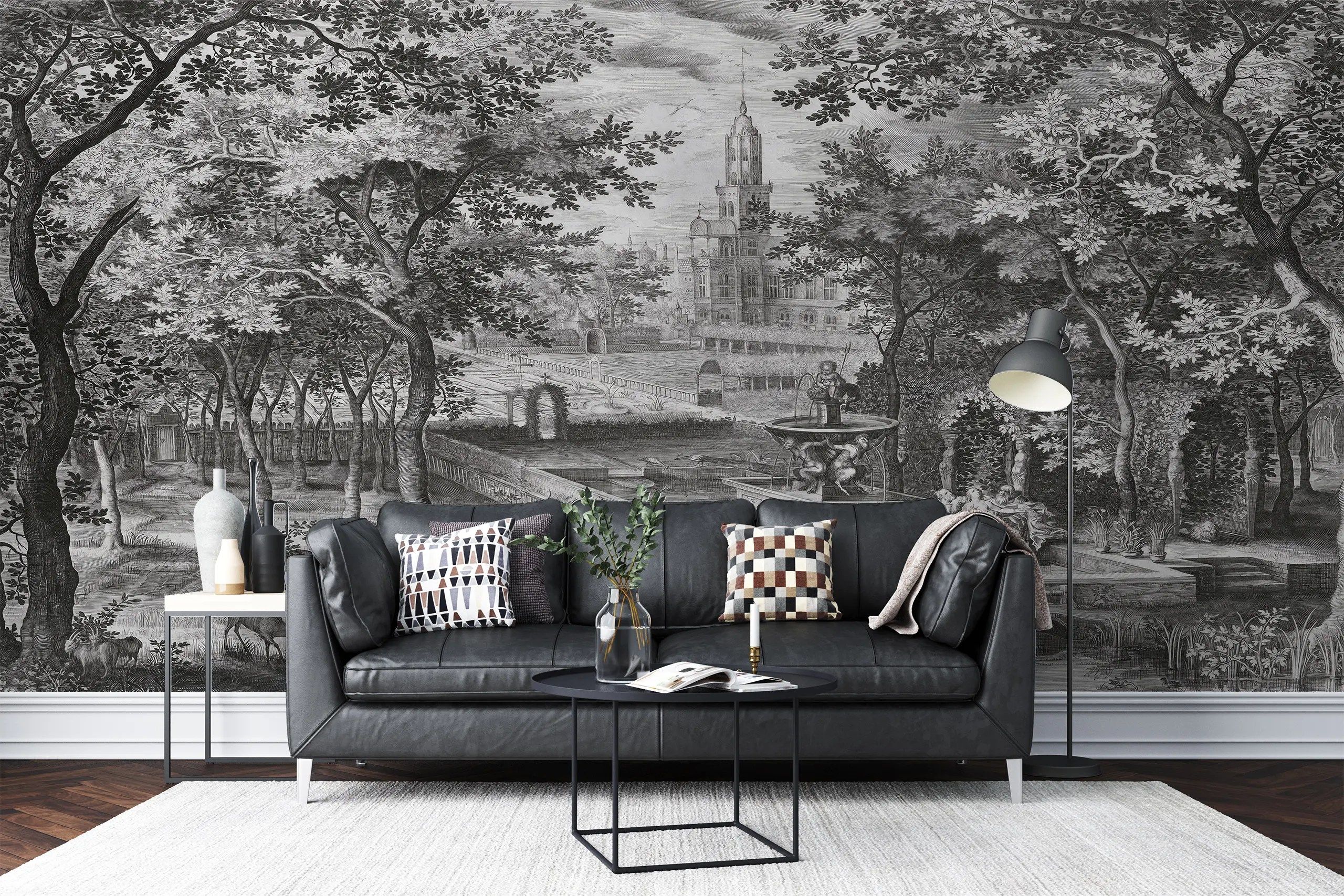 2560x1707 Rustic Forest Wall Mural, Vintage Palace Wallpaper, Peel & Stick Scenic Wall Art for Interiors Wall Arts