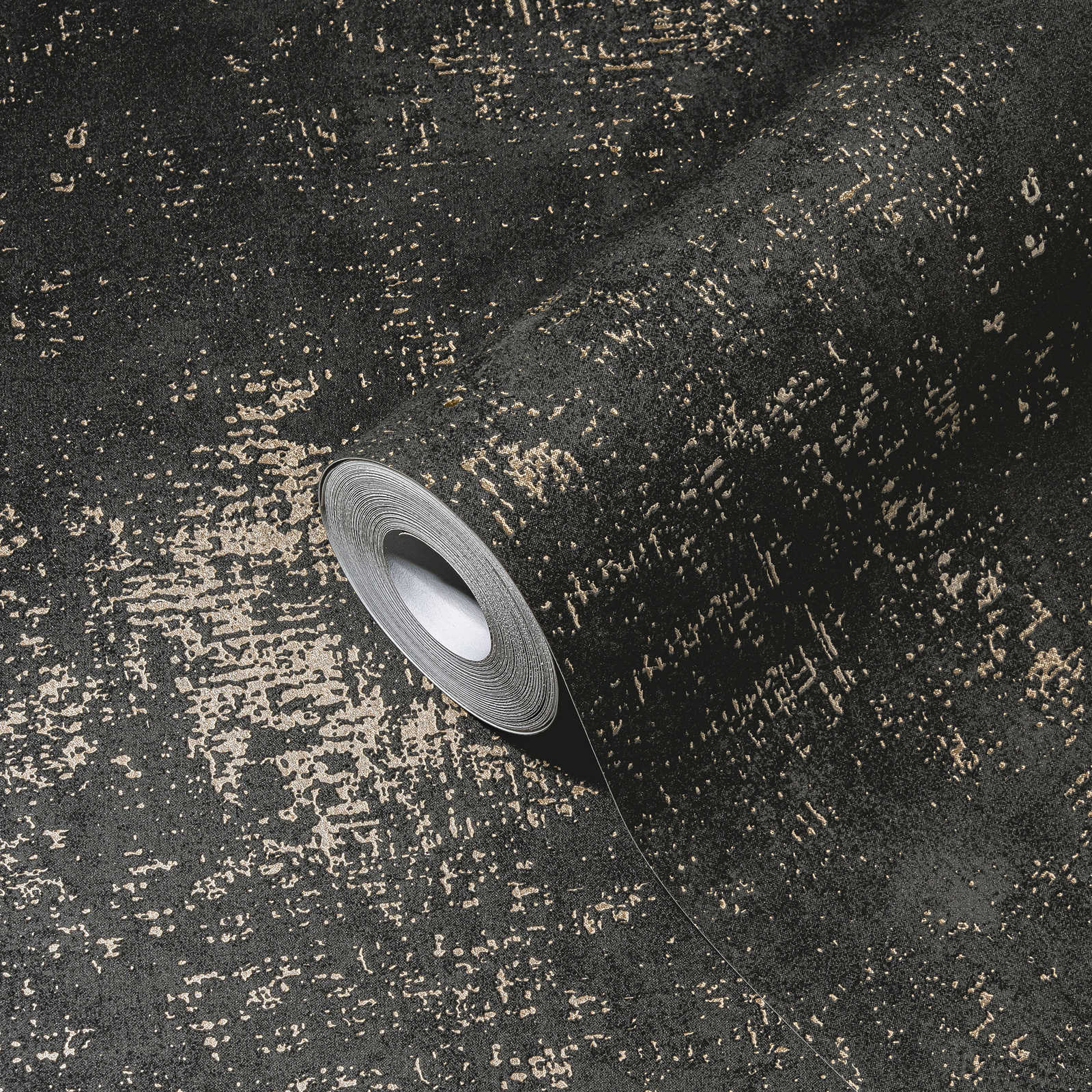 1600x1600 Black wallpaper rustic structure design • metallic effect