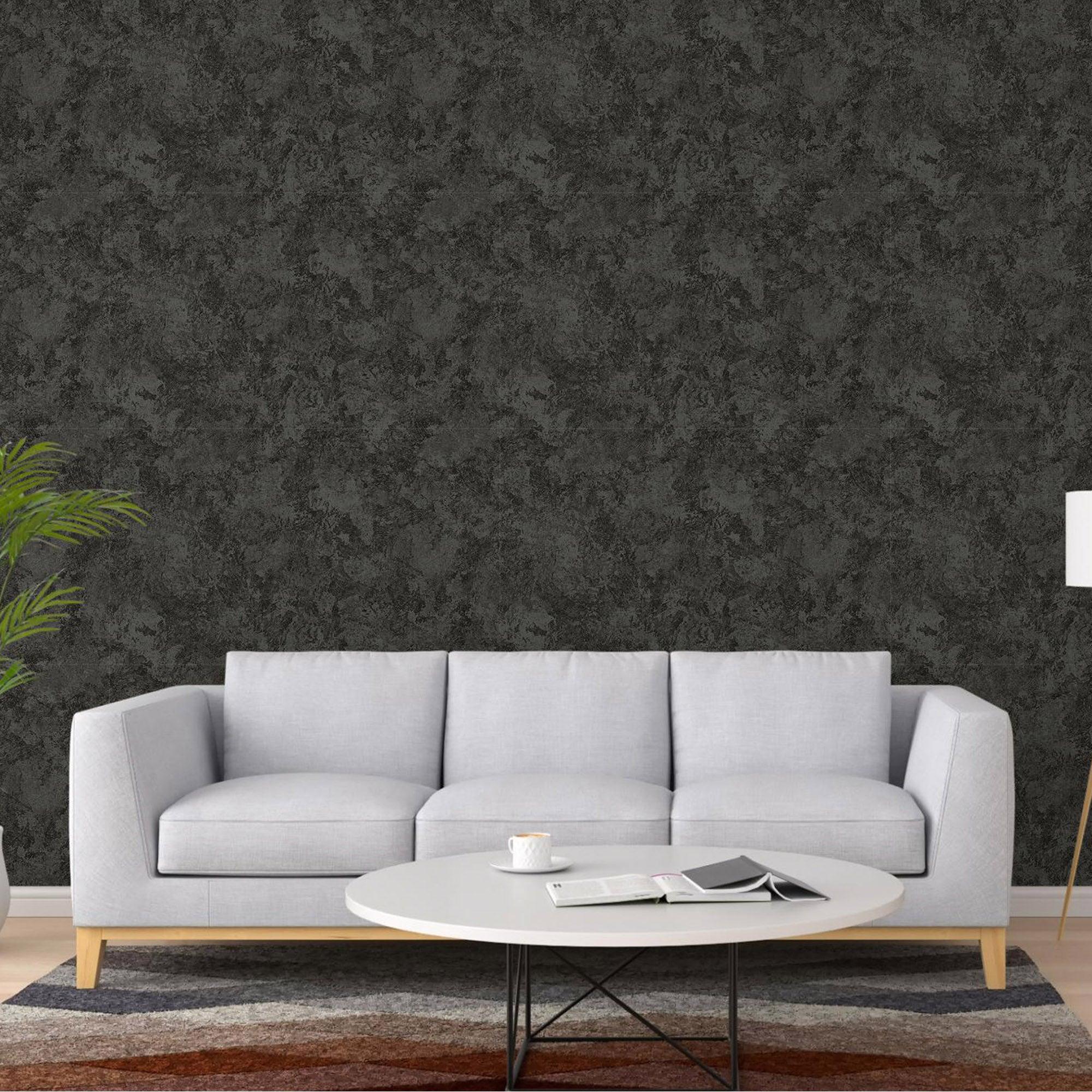 2000x2000 Black Rustic Abstract Farmhouse Wallpaper, 3D Embossed Weathered Solid Color Wallcovering
