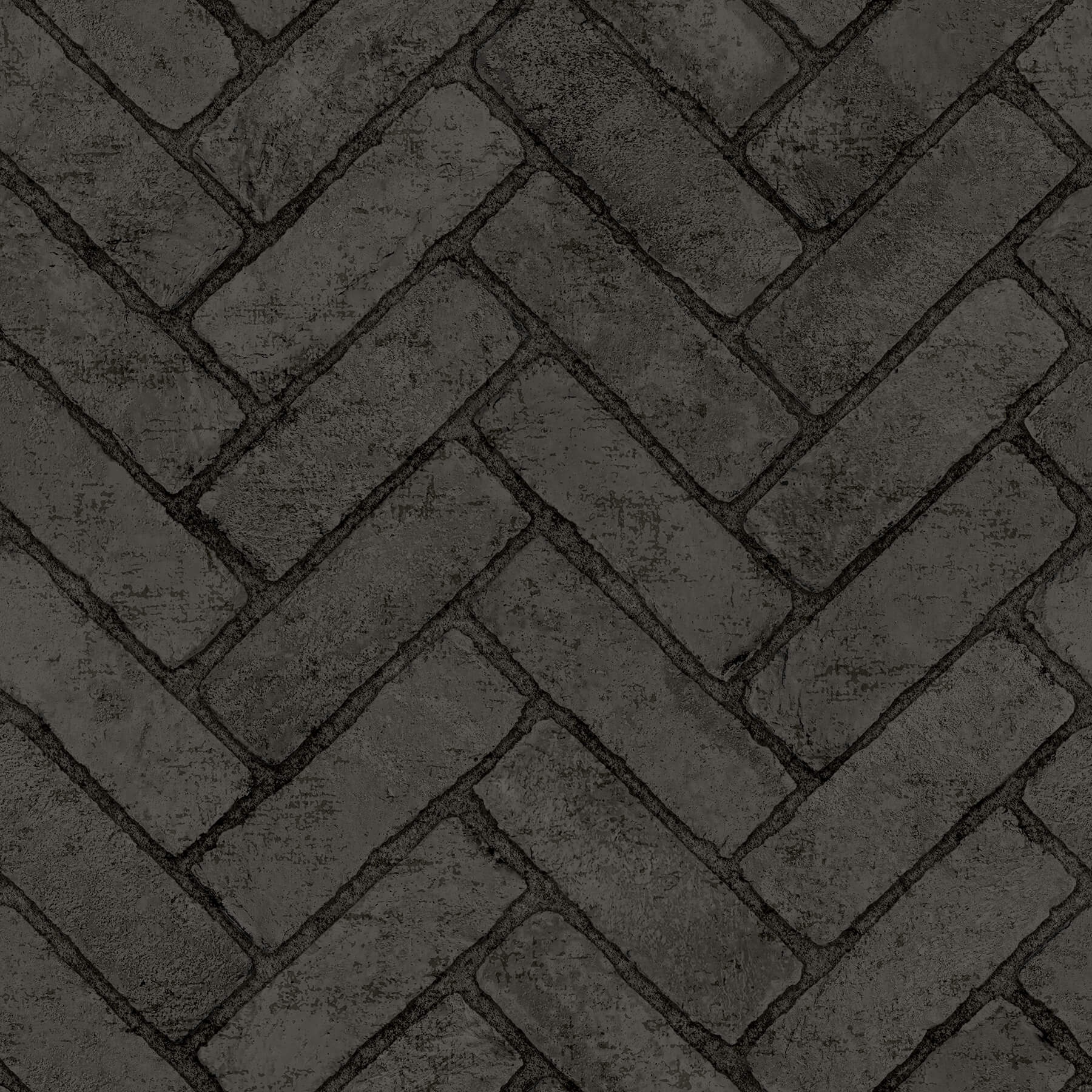 1800x1800 Canelle Black Brick Herringbone Wallpaper