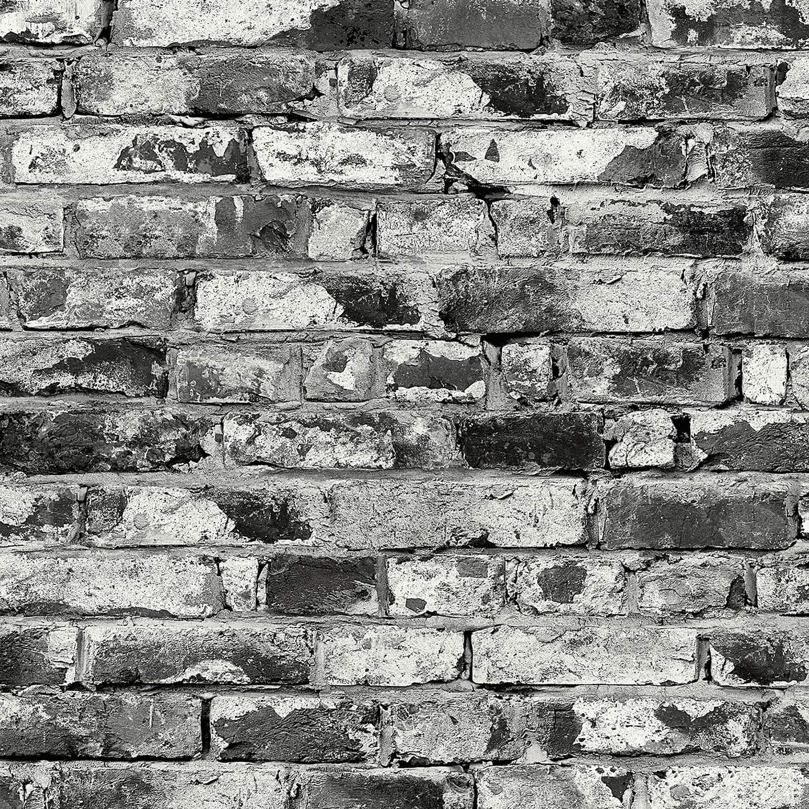 1600x1600 Surface Style Brickwork Peel & Stick Wallpaper, Color: Noir