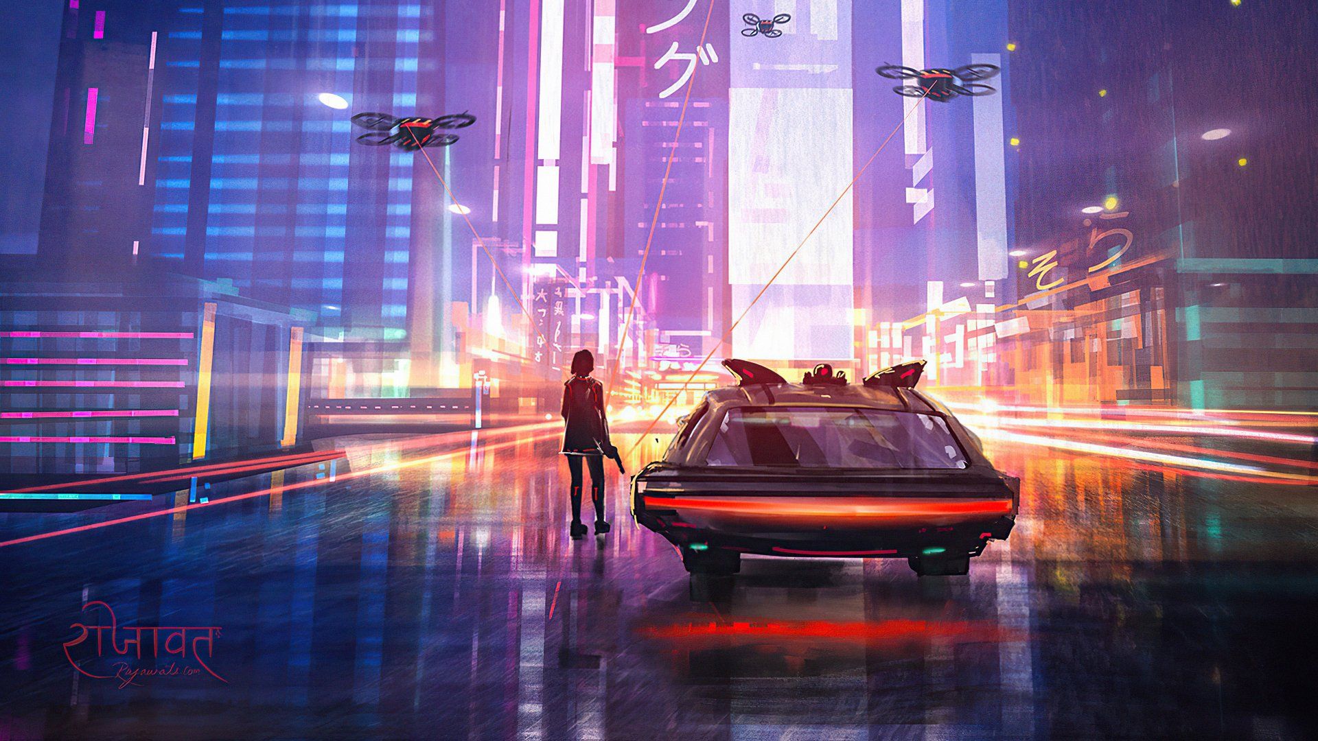 1920x1080 Cyberpunk Future Ride Ultra HD Wallpaper