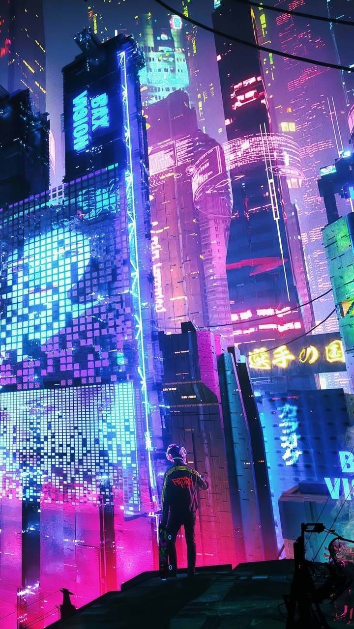 720x1280 Neon City HD Wallpaper