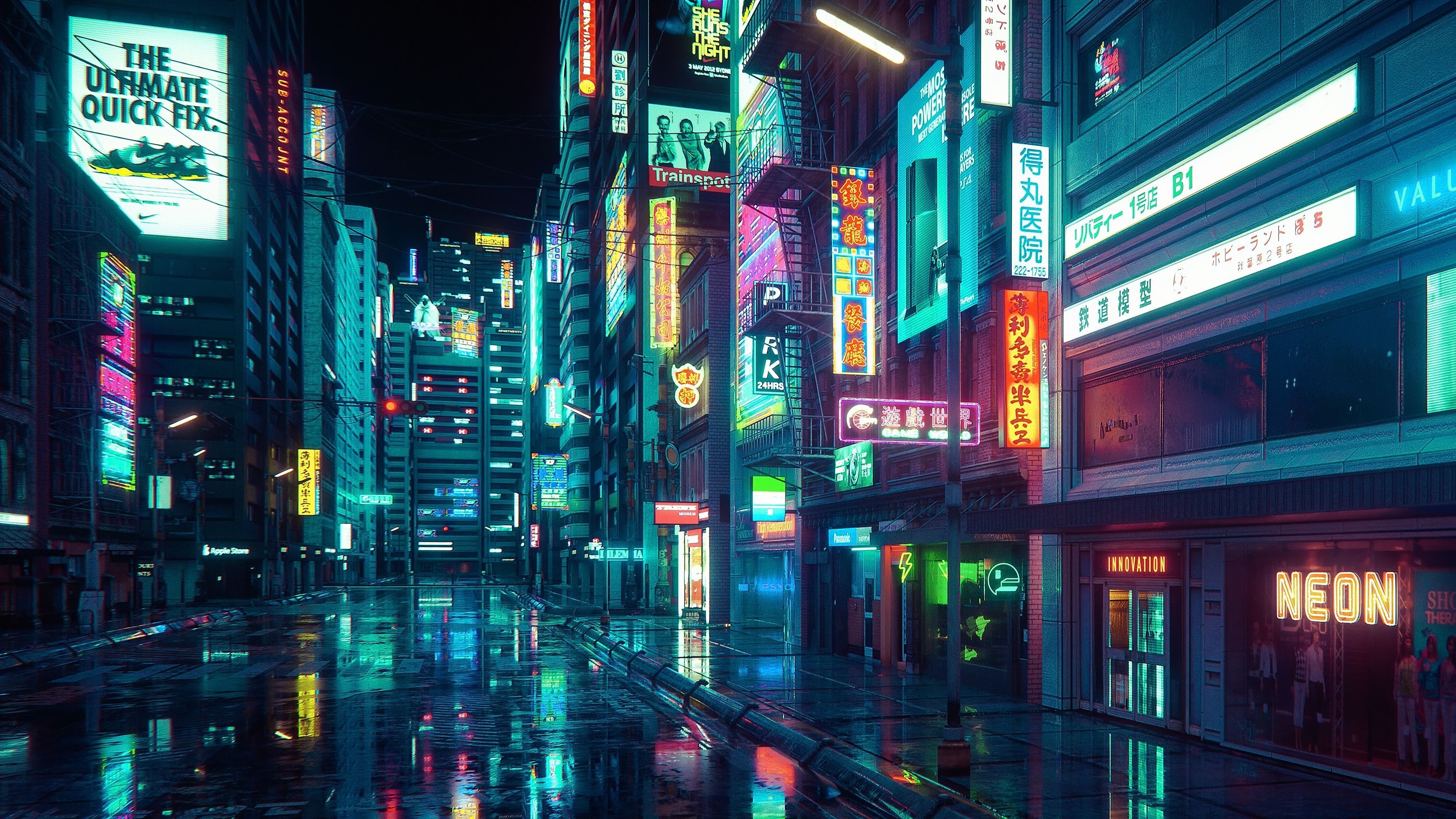 3840x2160 4k Cyberpunk City Wallpaper