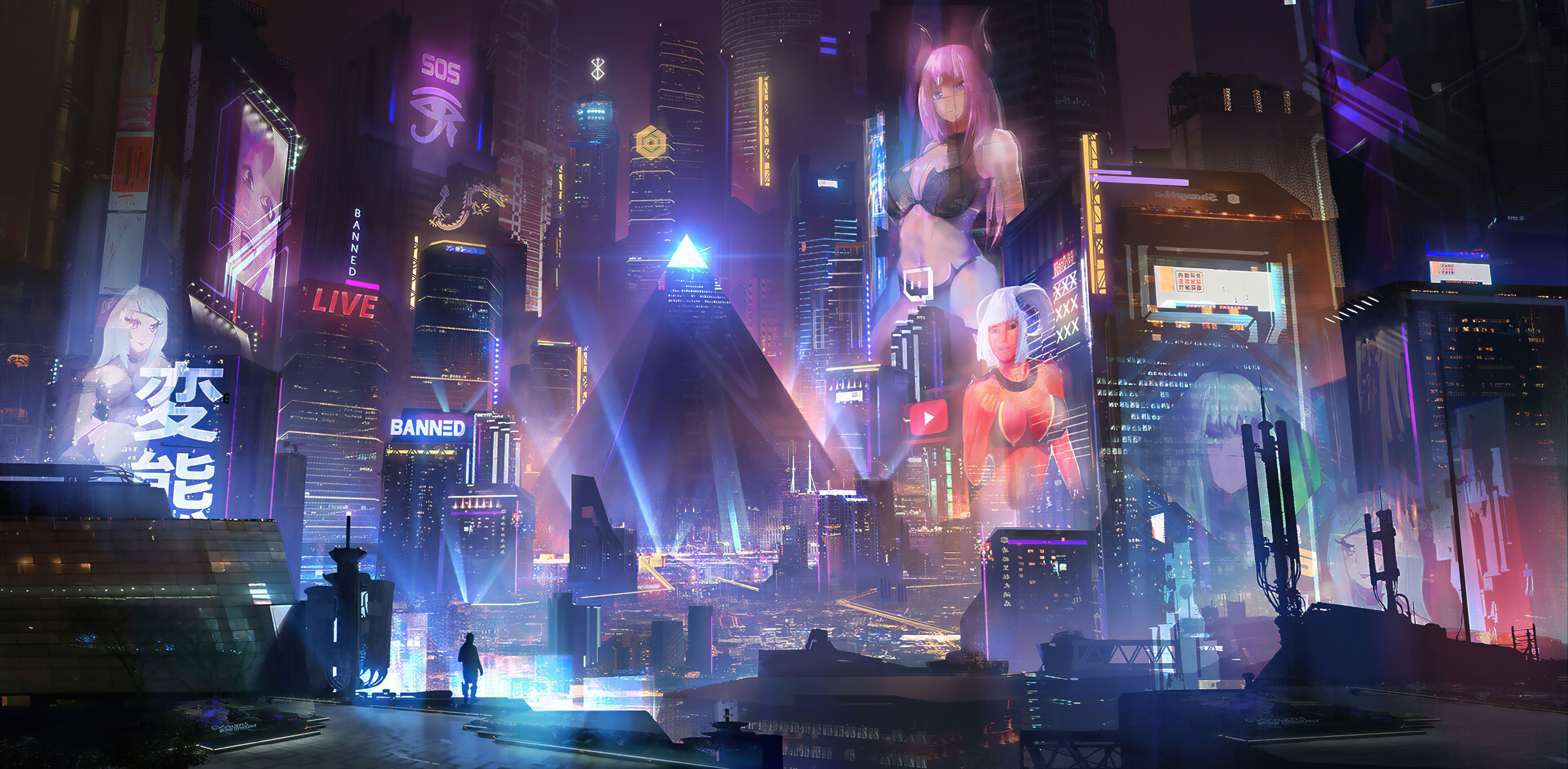 3840x1884 4k Cyberpunk City Wallpaper
