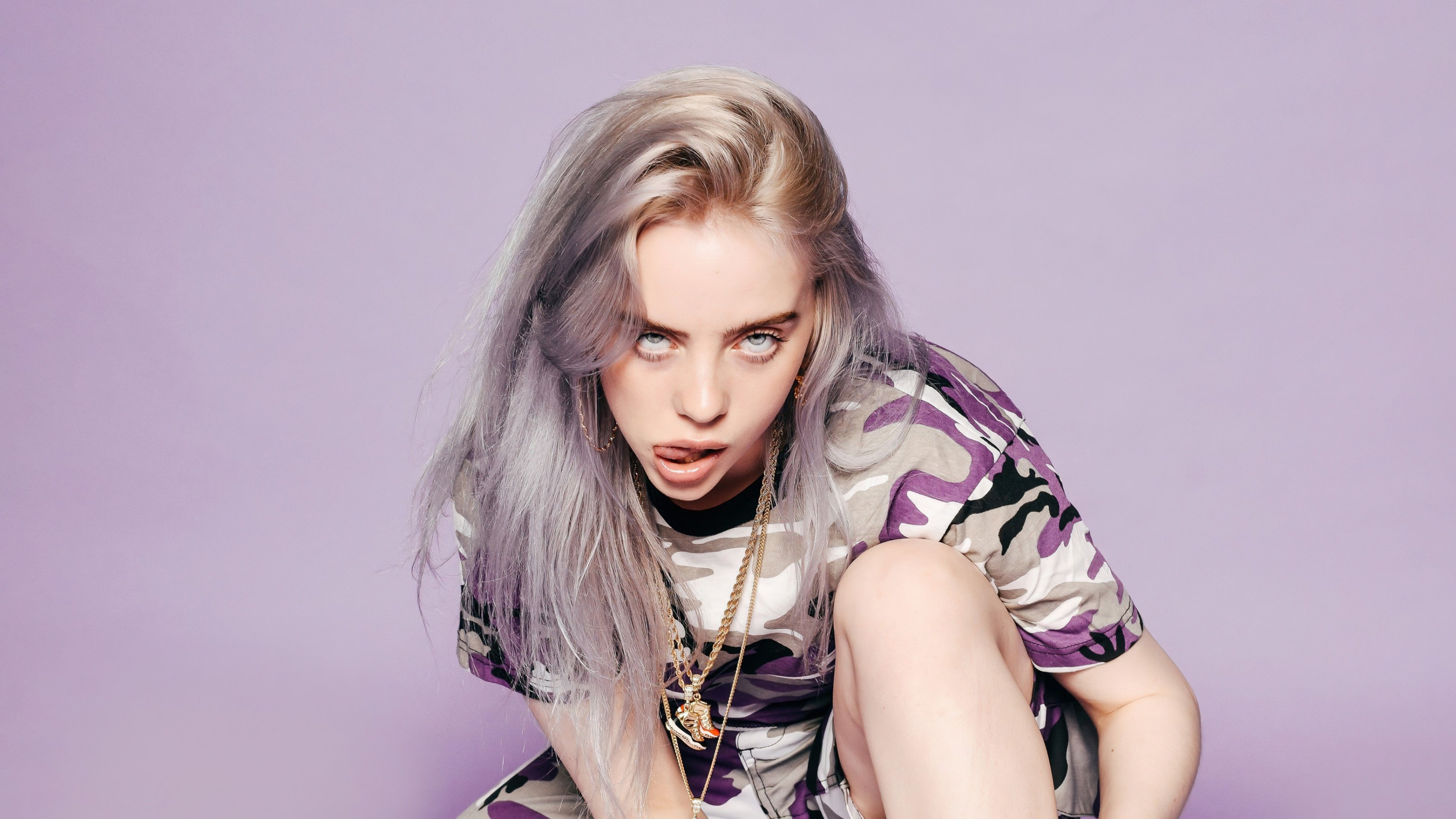 3840x2160 Billie Eilish Wallpaper 4K, Purple aesthetic, 5K