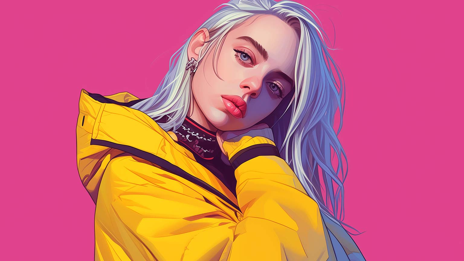1536x864 Billie Eilish Bright Pink Desktop Wallpaper Eilish Wallpaper 4k