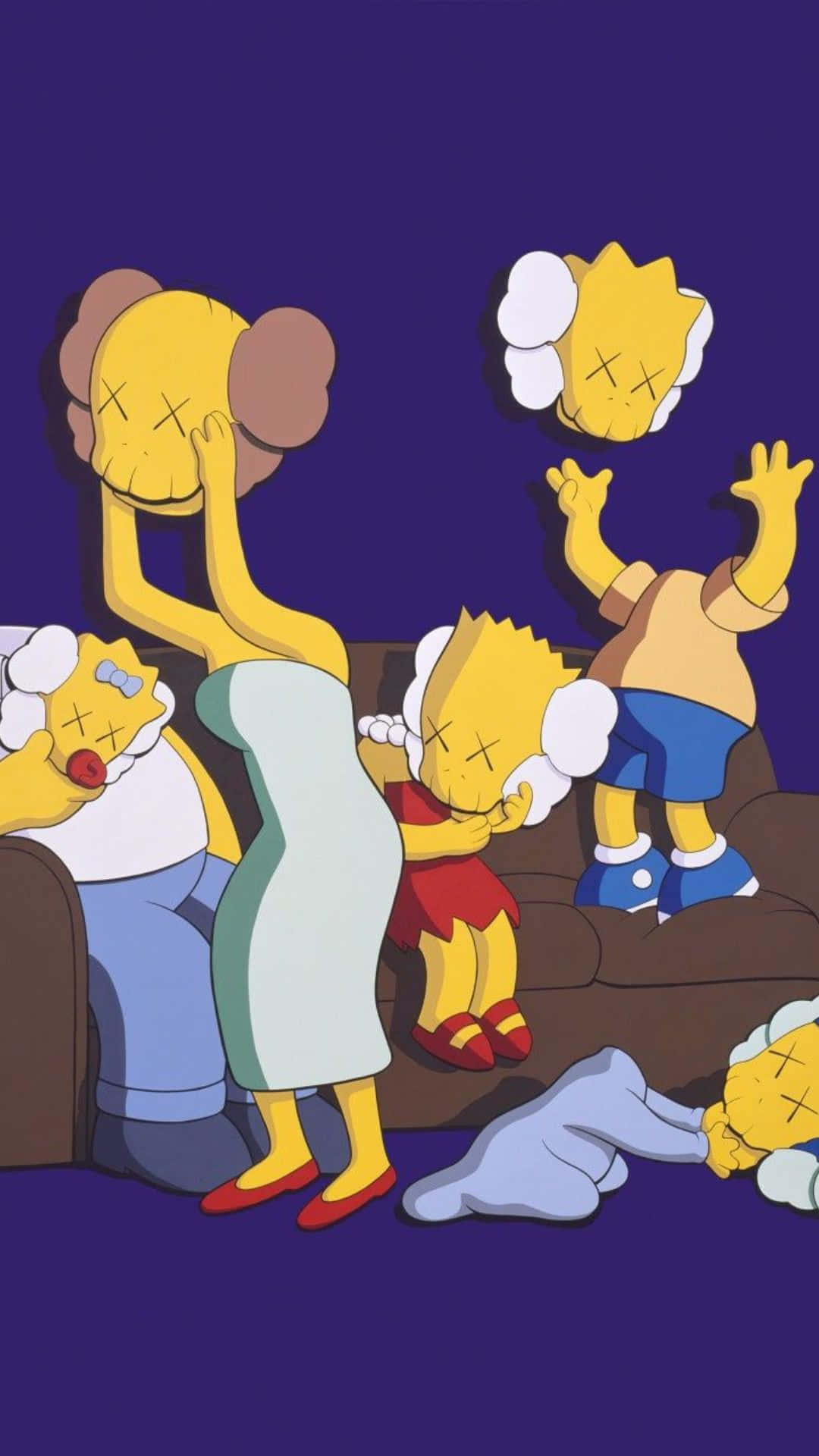 1080x1920 Download KAWS x The Simpsons Artwork Wallpaper