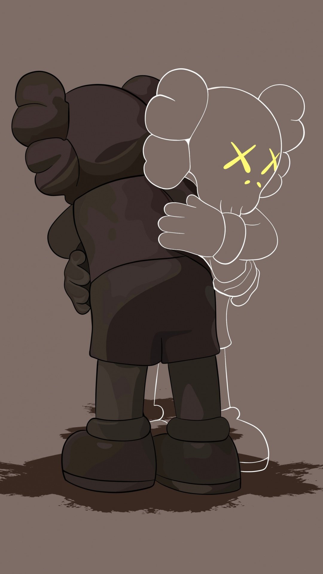 1080x1920 Kaws Companion Wallpaper 4K, Minimalist, Kaws hugging