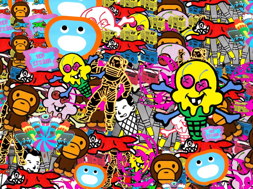 1024x768 Bape Kaws Wallpaper