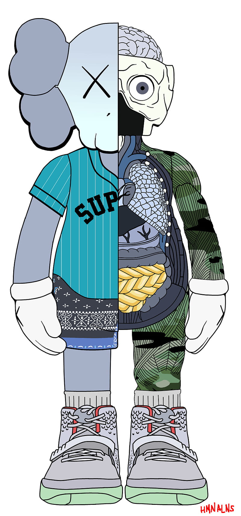 800x1708 HD kaws x supreme wallpaper