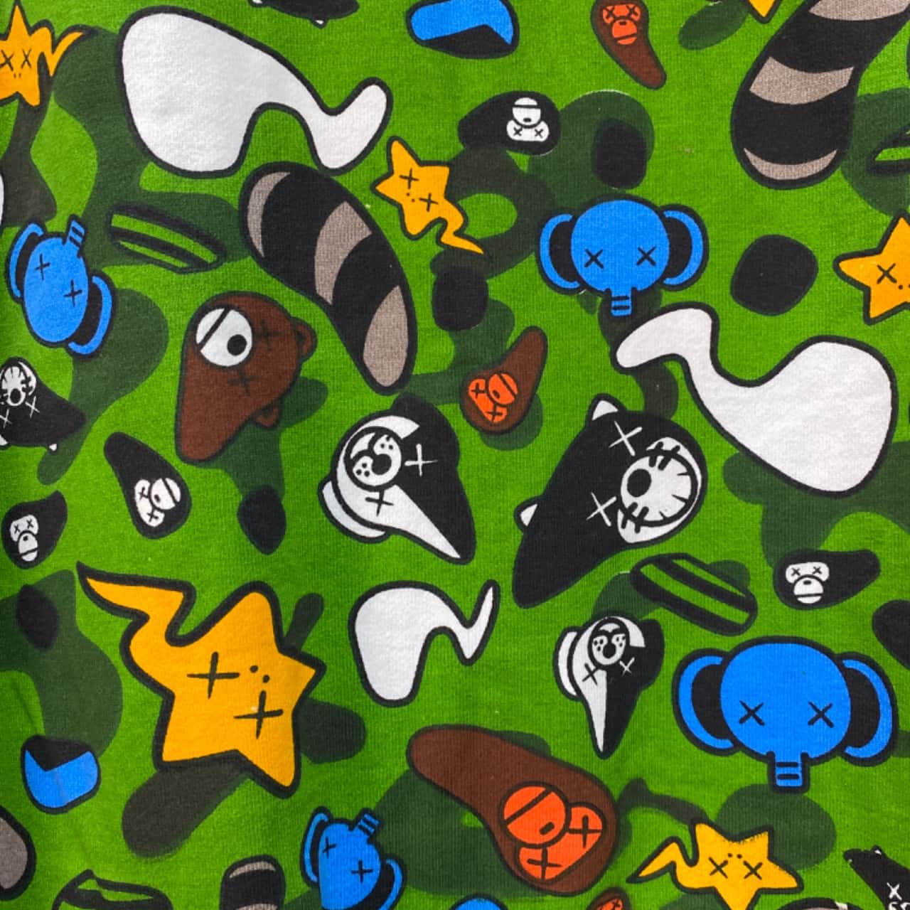 1280x1280 Baby Milo Bathing Ape X Kaws Mens Size M Hoodie Green (s)
