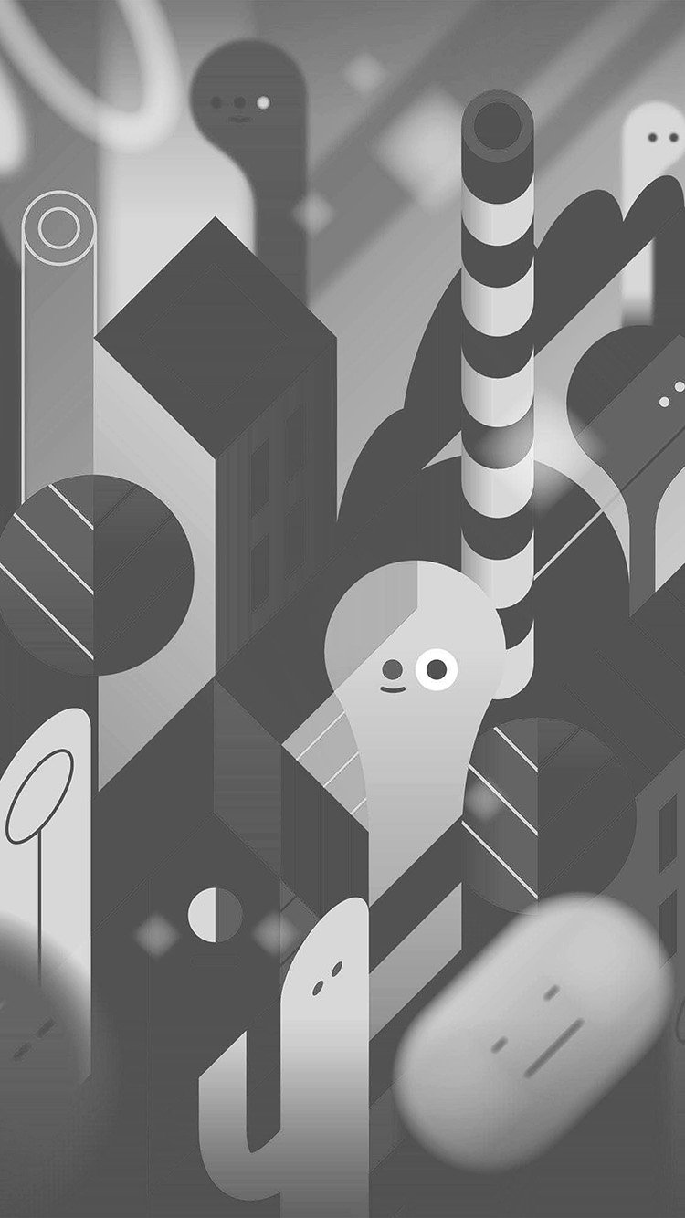 750x1334 iPhone X wallpaper. android lollipop lg dark bw cute illust pattern