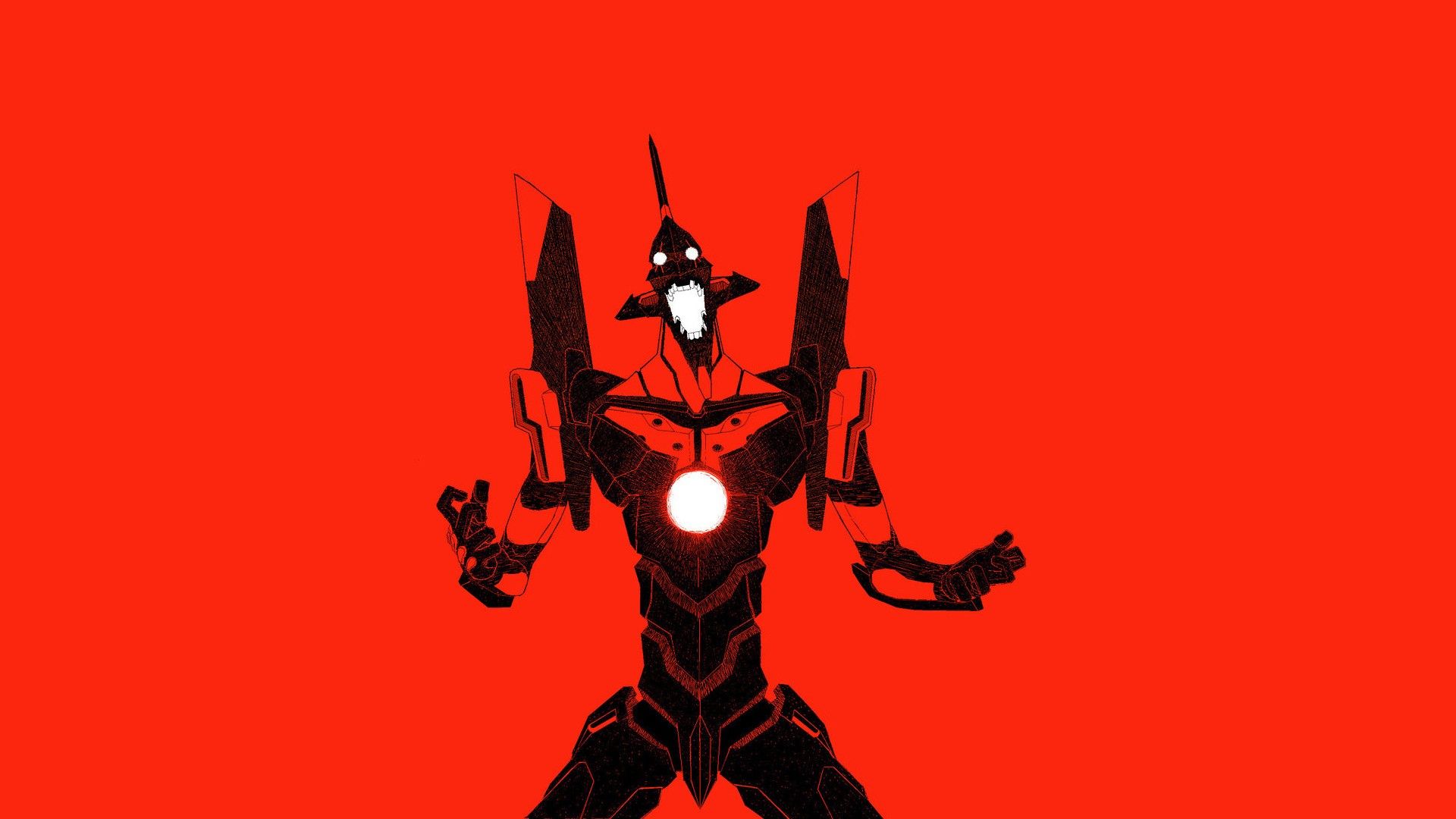 1920x1080 minimalistic, Mecha, Neon, Genesis, Evangelion, Anime, Eva, Unit, Red, Background Wallpaper HD / Desktop and Mobile Background