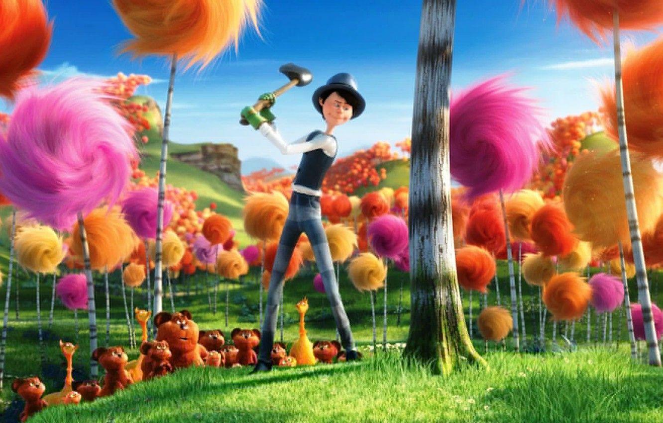 1332x850 Wallpaper forest, cartoon, axe, colors, the lorax, Danny DeVito