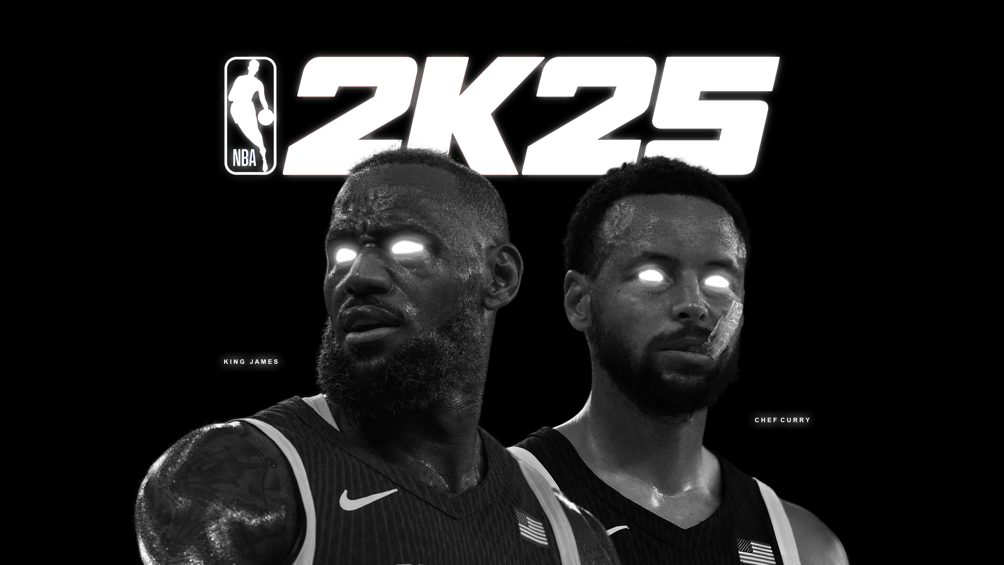 3840x2160 Nba 2k25 Monochrome Lebron James Stephen Curry Black Background AMOLED Games Wallpaper Download