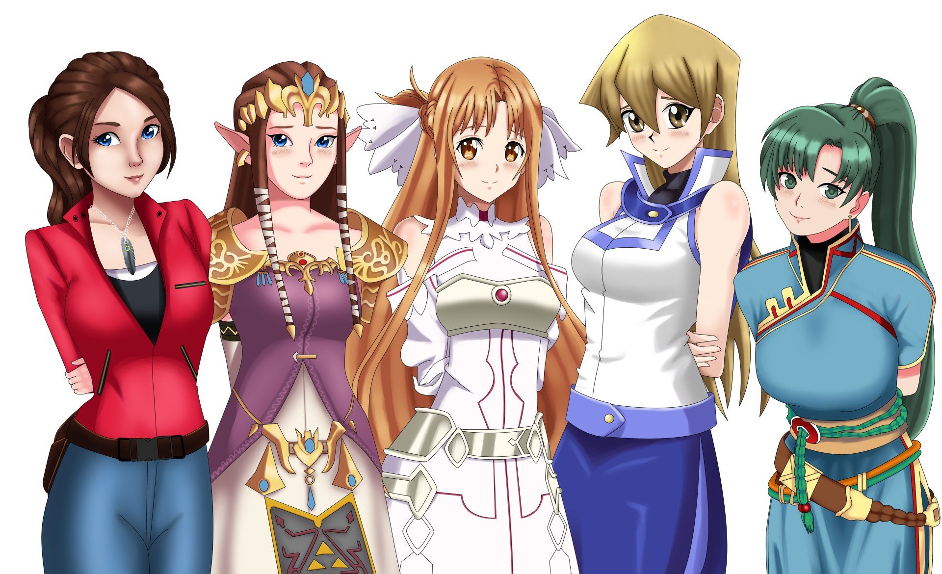 1920x1170 Download Alexis Rhodes Princess Zelda Lyn (Fire Emblem) Claire Redfield Yu Gi Oh! GX Resident Evil