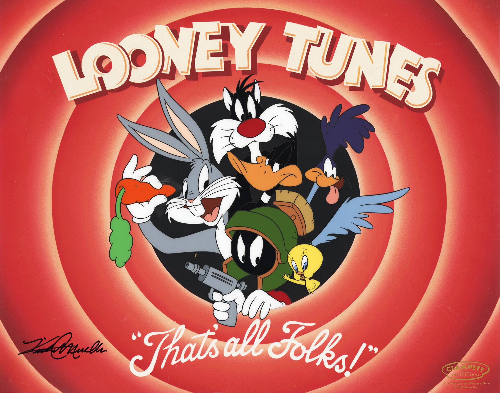 1902x1495 Looney Tunes Warner Brothers Limited Edition Animation Cel of 50 Signed by Kirk Mueller That's All Folks