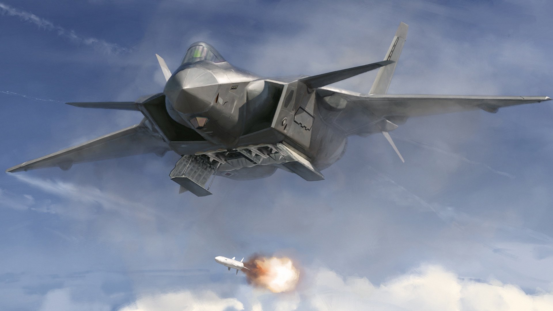 1920x1080 Wallpaper Fighter, China, Unobtrusive, Multi Role Fighter, PLA, Chengdu J 20 Mighty Dragon For Mobile And Desktop, Section авиация, Resolution 1920x1080