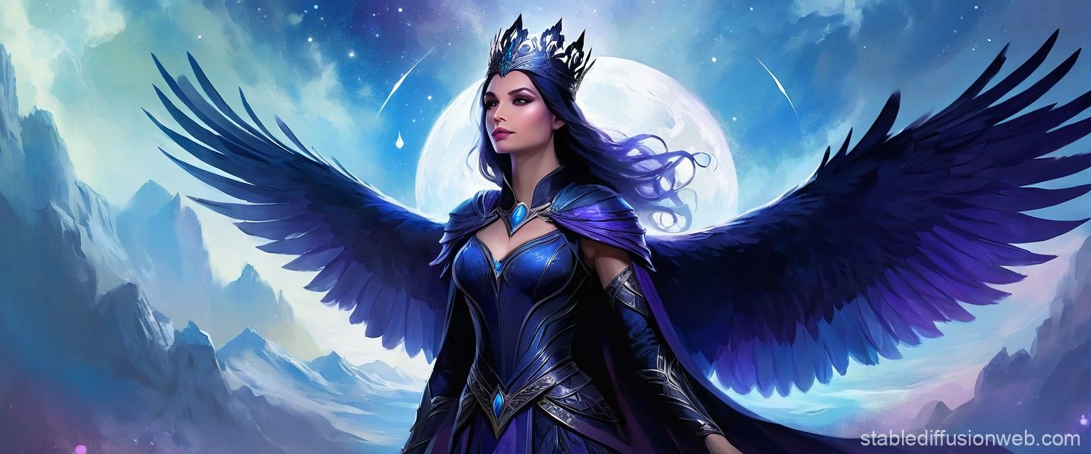 1536x640 Raven Queen DnD Portrait. Stable Diffusion Online