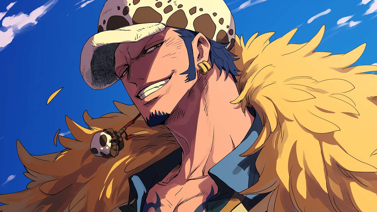 1536x864 One Piece Trafalgar Law Blue Desktop Wallpaper