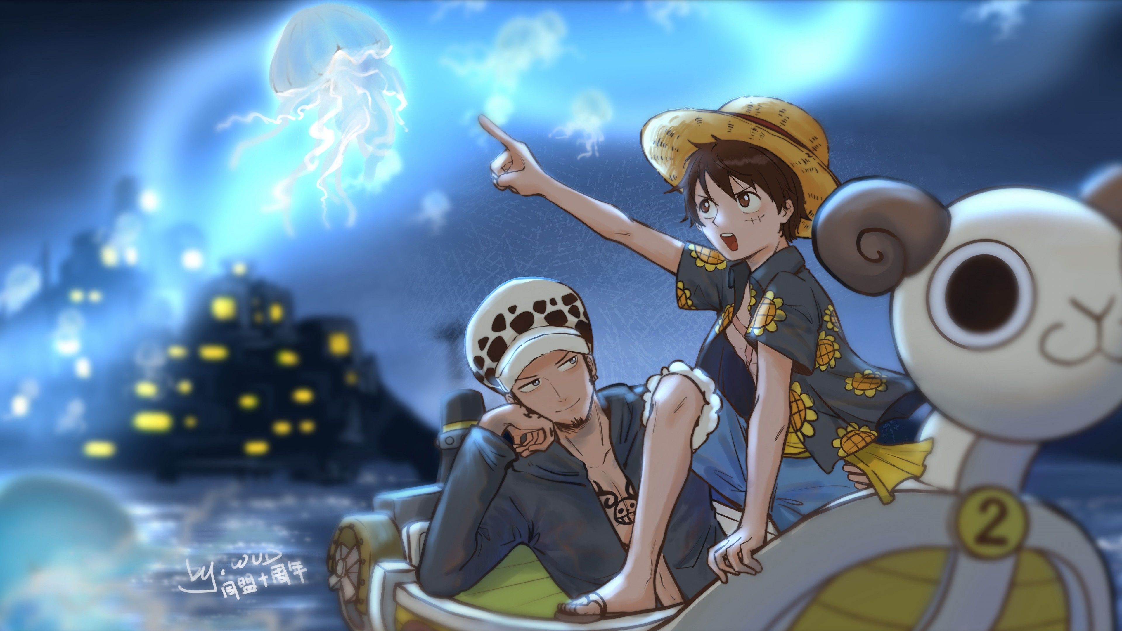 3840x2160 Trafalgar Law Monkey D. Luffy 4K 5K HD One Piece Wallpaper