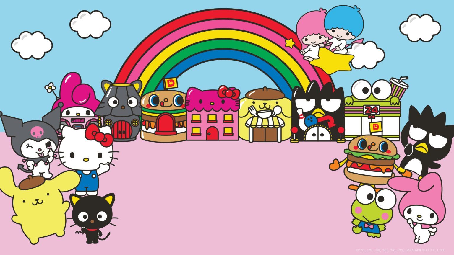 1536x864 Sanrio Hello Kitty & Friends Rainbow Wallpaper