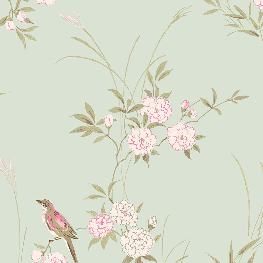 900x900 Bird Chinoiserie Green Wallpaper