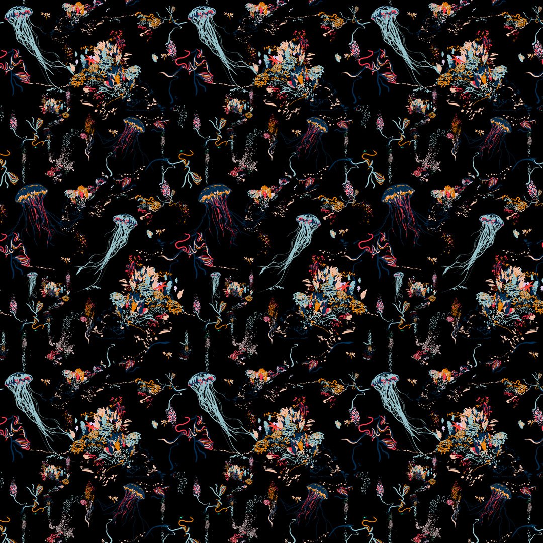 1080x1080 Jellyfish Wallpaper Black