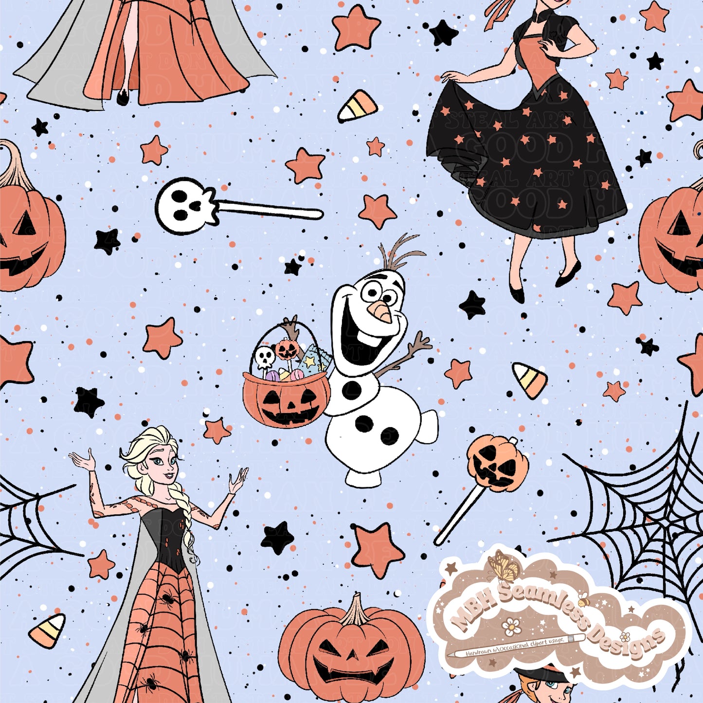 1445x1445 Frozen Halloween Seamless Pattern // PNG • MULTIPLE COLORWAYS