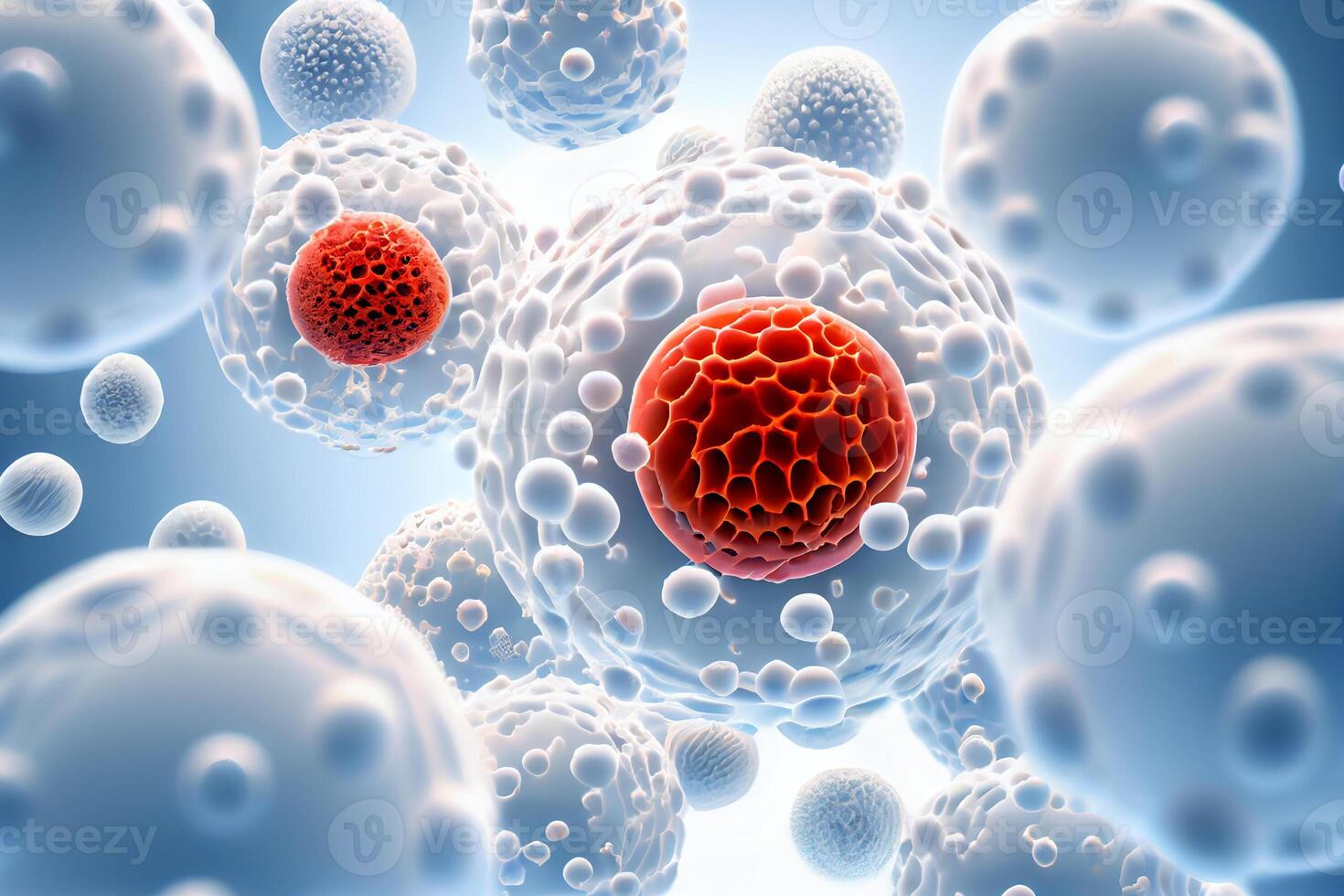 1470x980 White blood test cell leukocytes. cientific and medical concept. 3D rendering