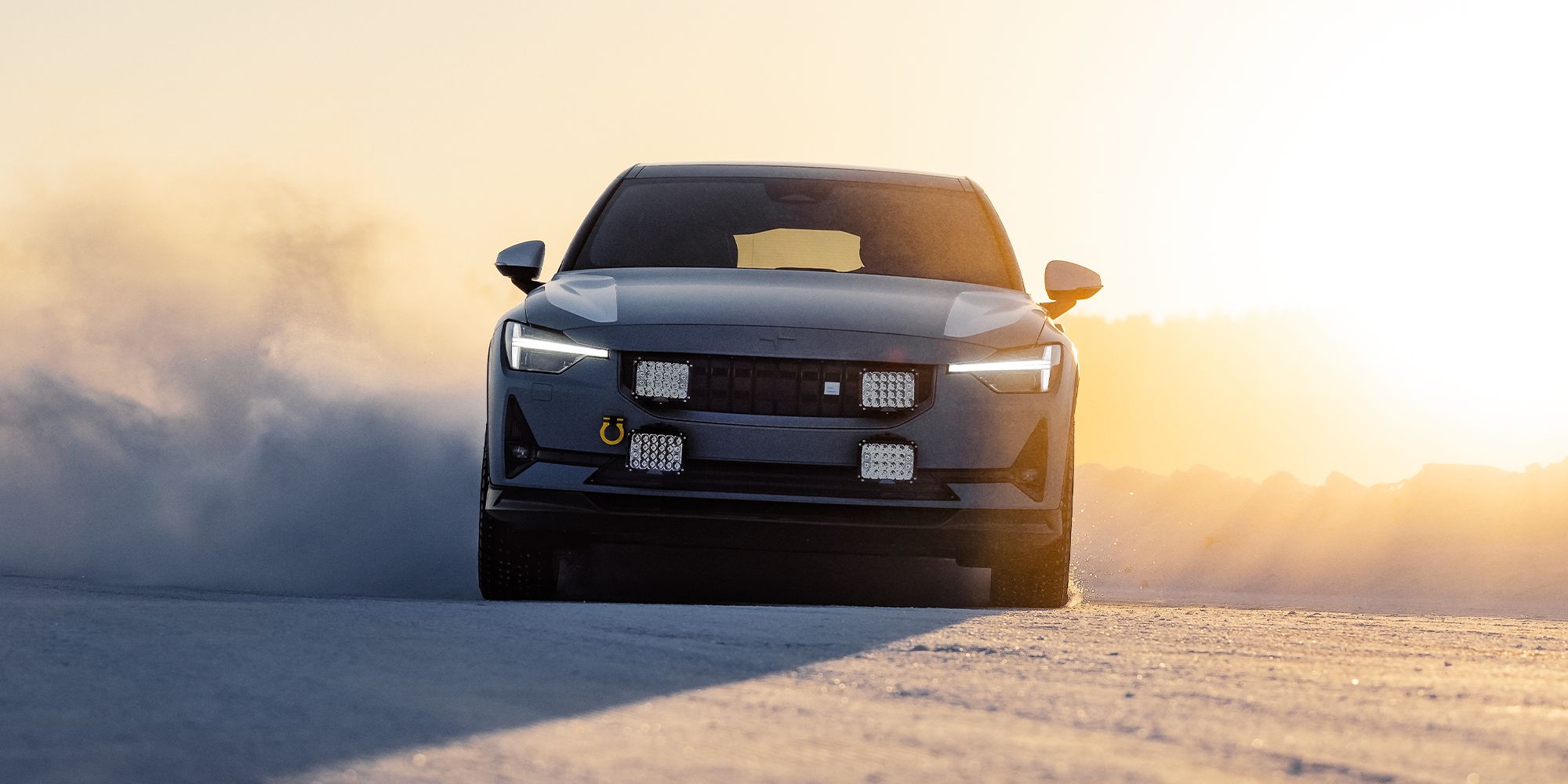 2000x1000 Watch This One Off 'Arctic Circle' Version Of The Polestar 2 Long Range Comfortably Drift Through Snow And Ice Like It's Nothing