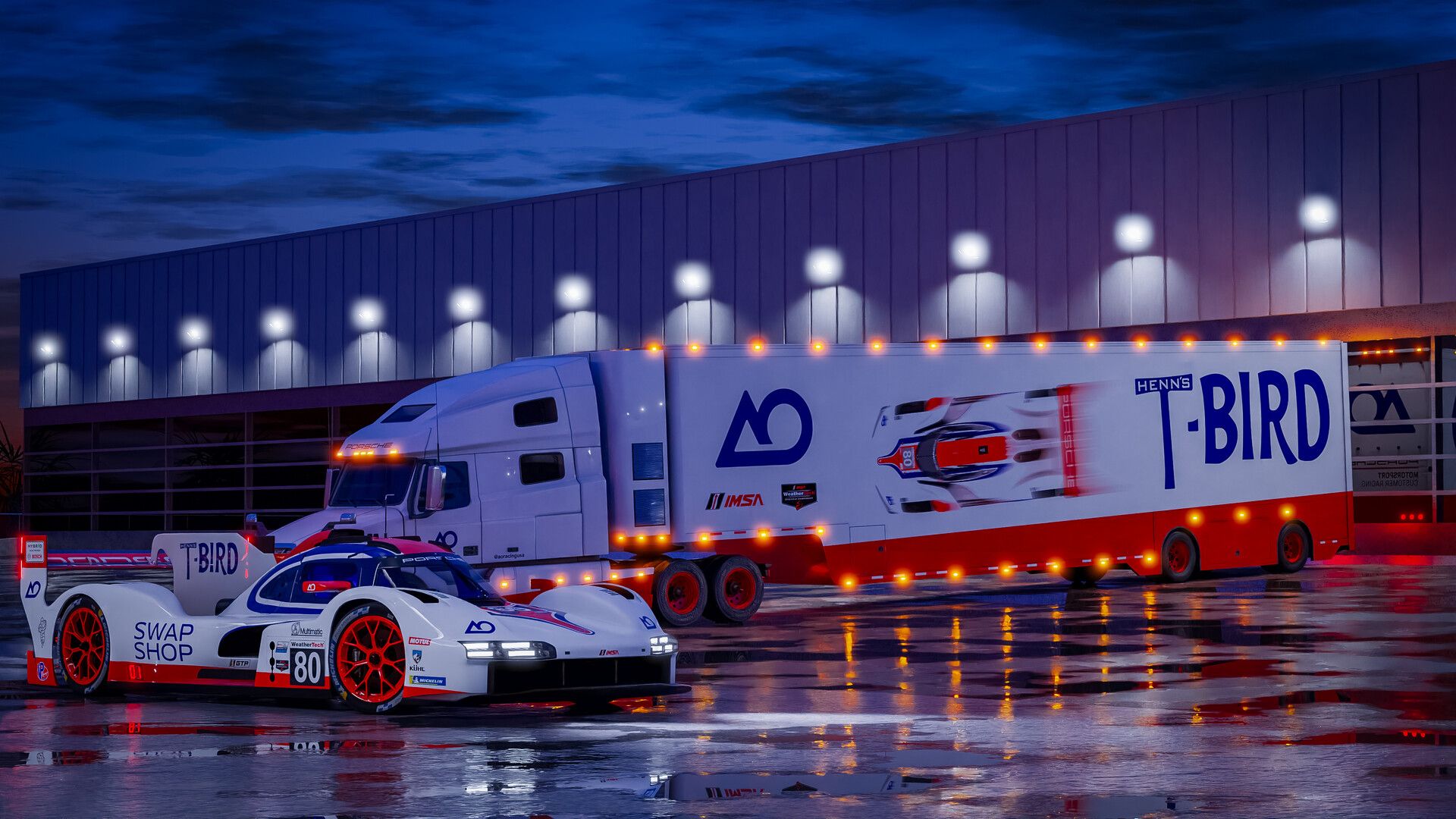 1920x1080 2024 Hours of Daytona Racing Concept Livery Design With Race Hauler Trailer