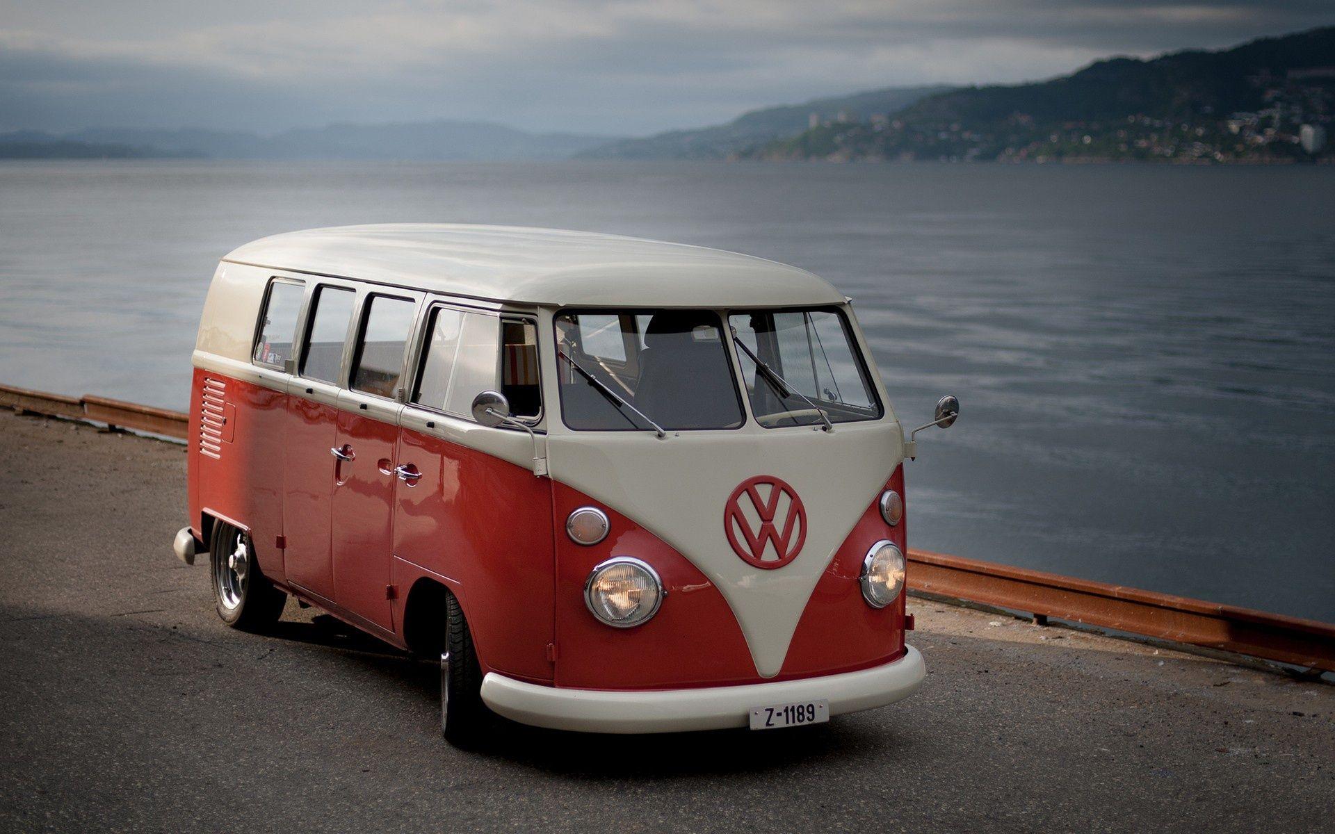 1920x1200 Download Wallpaper Volkswagen T Retro Vans, Minibus, White Red