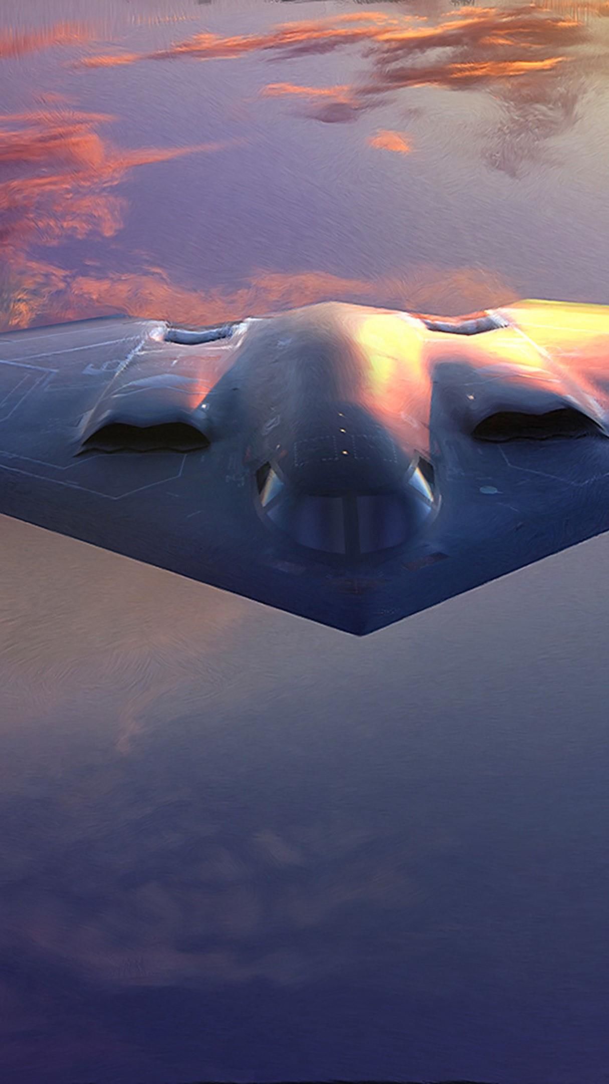 1215x2160 B 2 Spirit Stealth Bomber In Sunset Skies