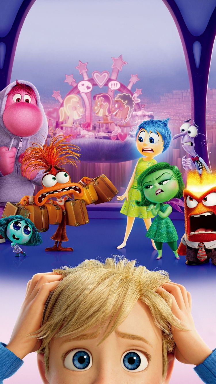 750x1334 Inside Out 2 Wallpaper 4K, Character art, Movie poster