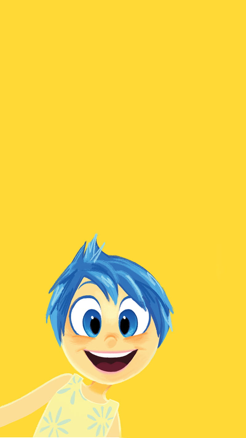 800x1422 Joy, blue, cartoon, happy, inside, inside out, kid, movie, out, yellow, HD phone wallpaper