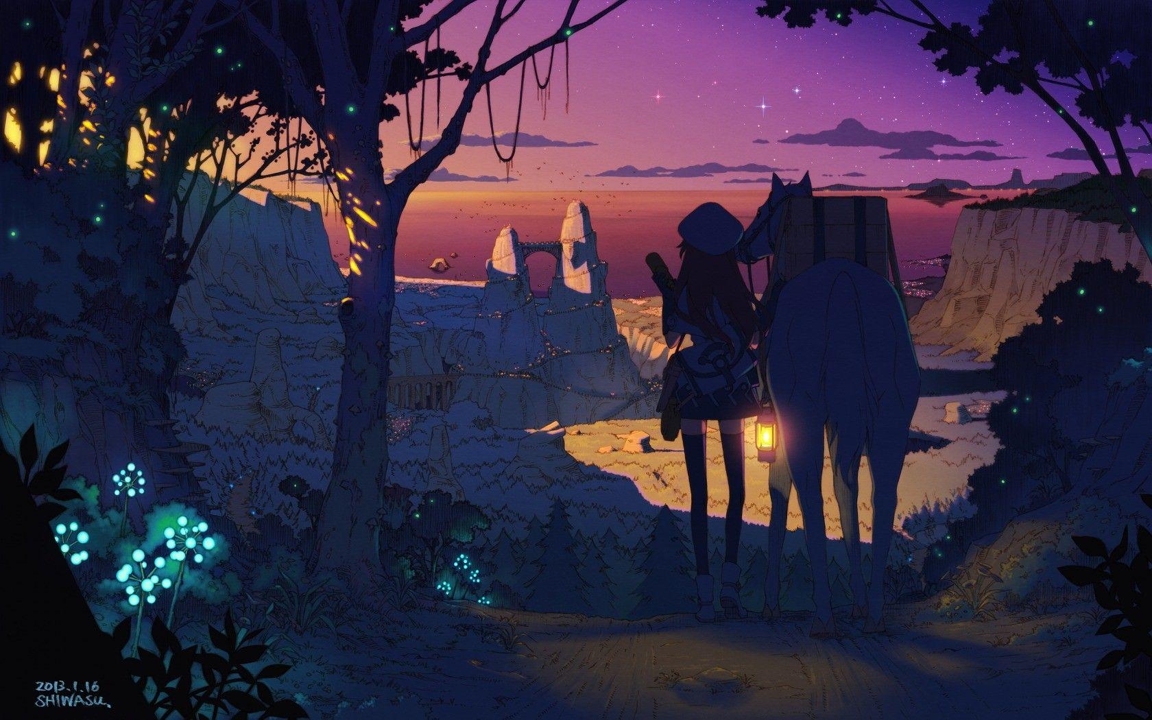 1680x1050 #horse, #anime girls, #original characters, wallpaper