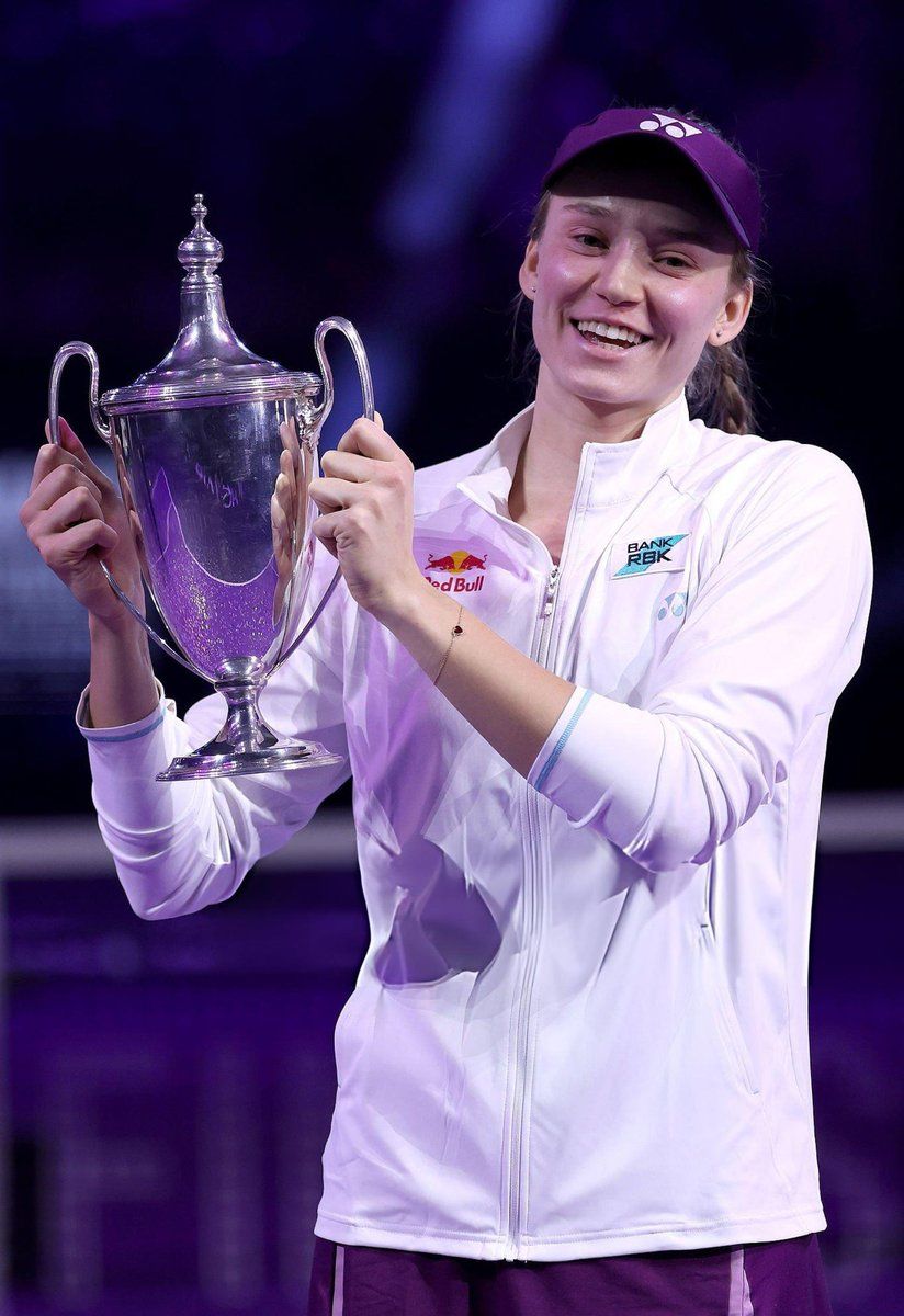 824x1200 Some wallpaper of Elena Rybakina with her trophy yesterday. HQ quality. Portrait format. #WTAFinals