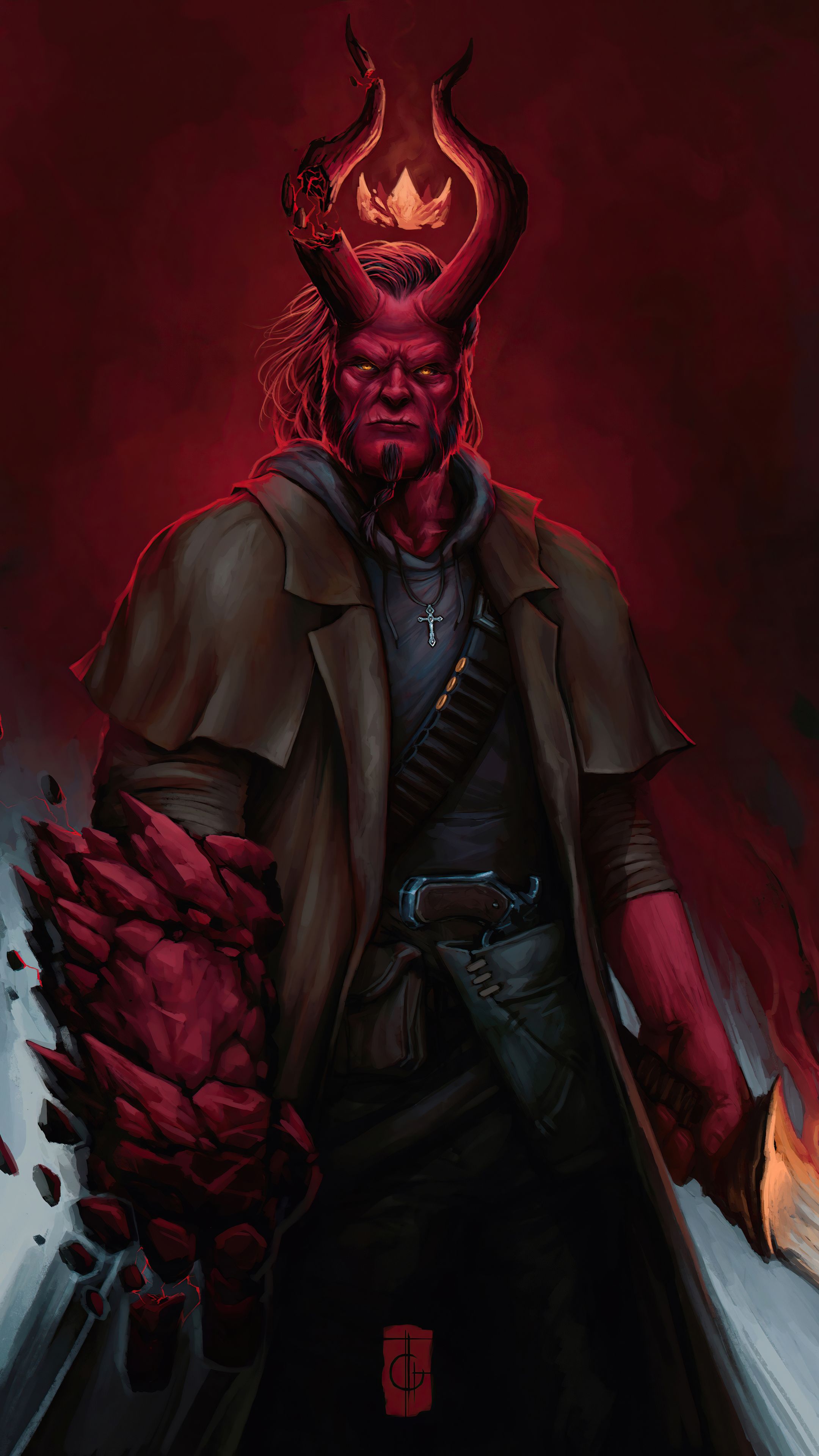 2160x3840 Wallpaper Hellboy, Hellboy Artstation, Ron Perlman, Dark Horse Comics, Art, Background Free Image